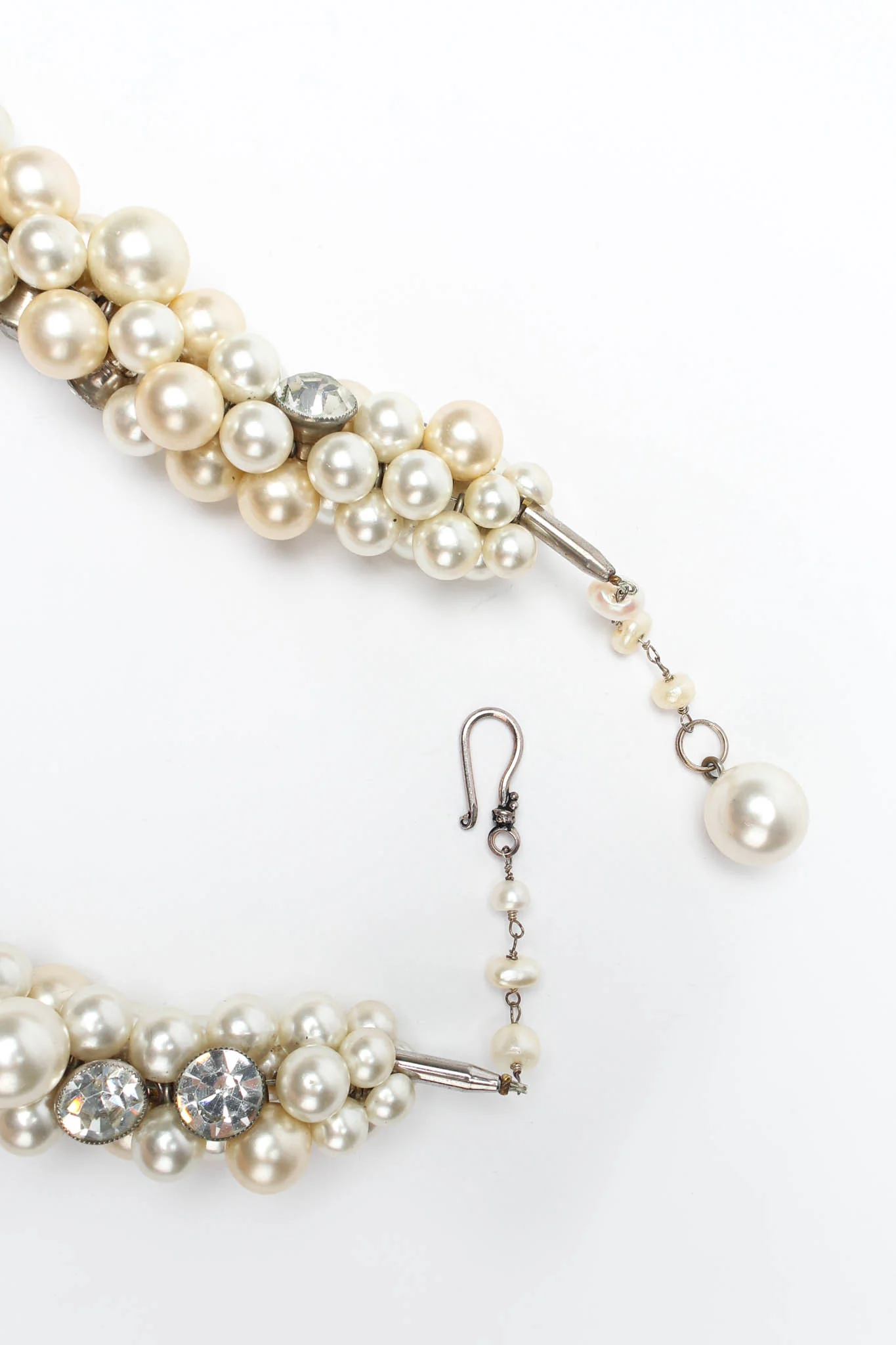 Pearl & Rhinestone Cluster Necklace - Image 7