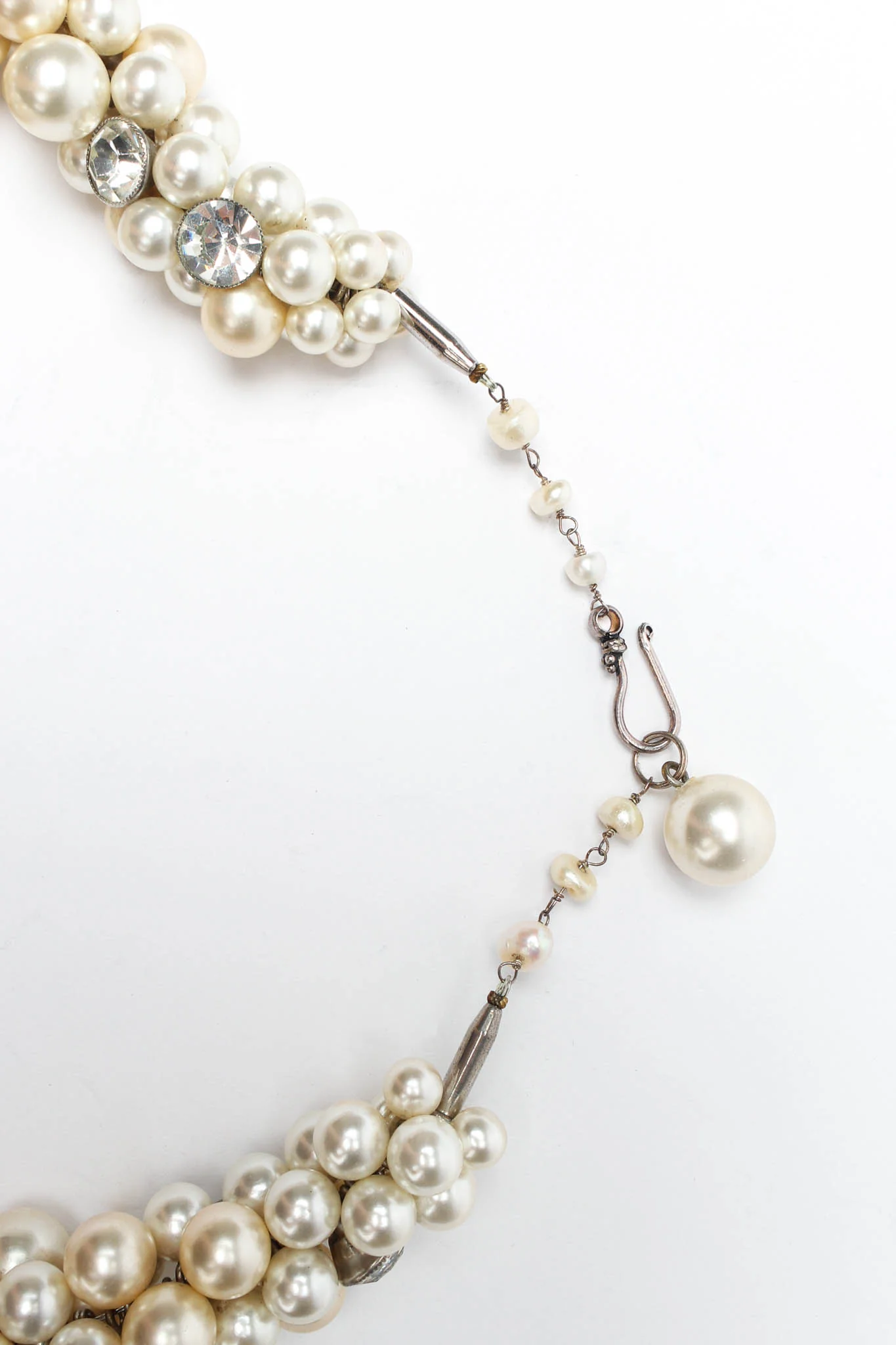 Pearl & Rhinestone Cluster Necklace - Image 8