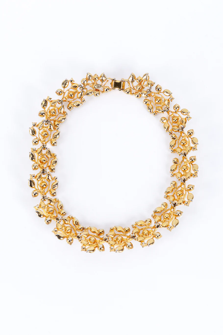 Pearl Rhinestone Floral Collar Necklace - Image 3