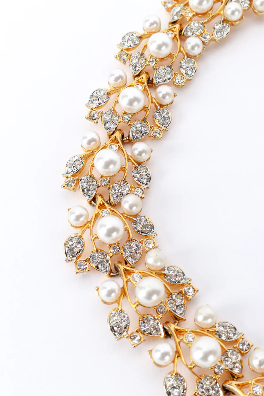 Pearl Rhinestone Floral Collar Necklace - Image 4