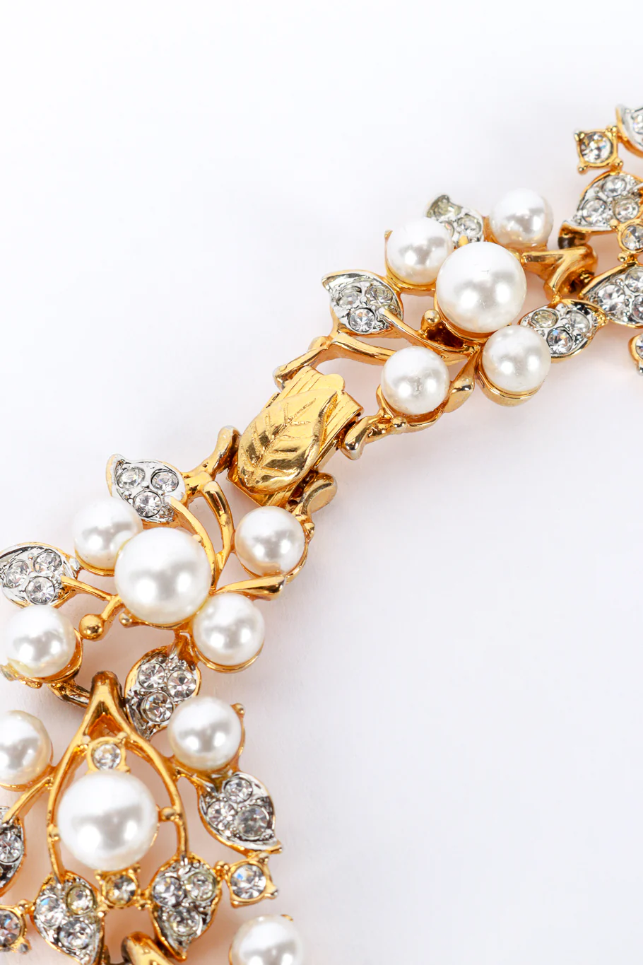 Pearl Rhinestone Floral Collar Necklace - Image 5