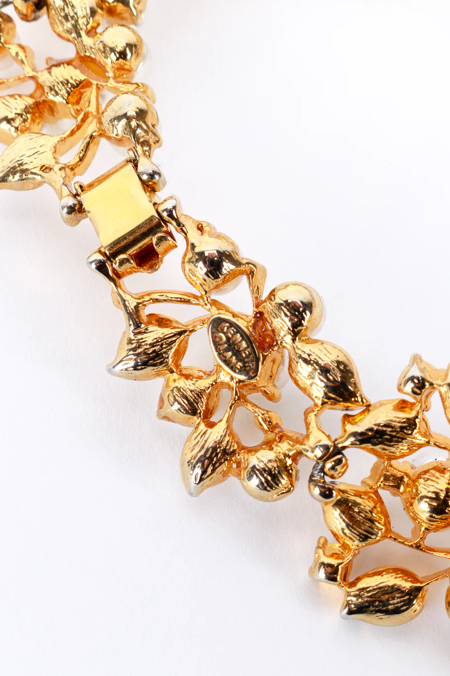 Pearl Rhinestone Floral Collar Necklace - Image 6