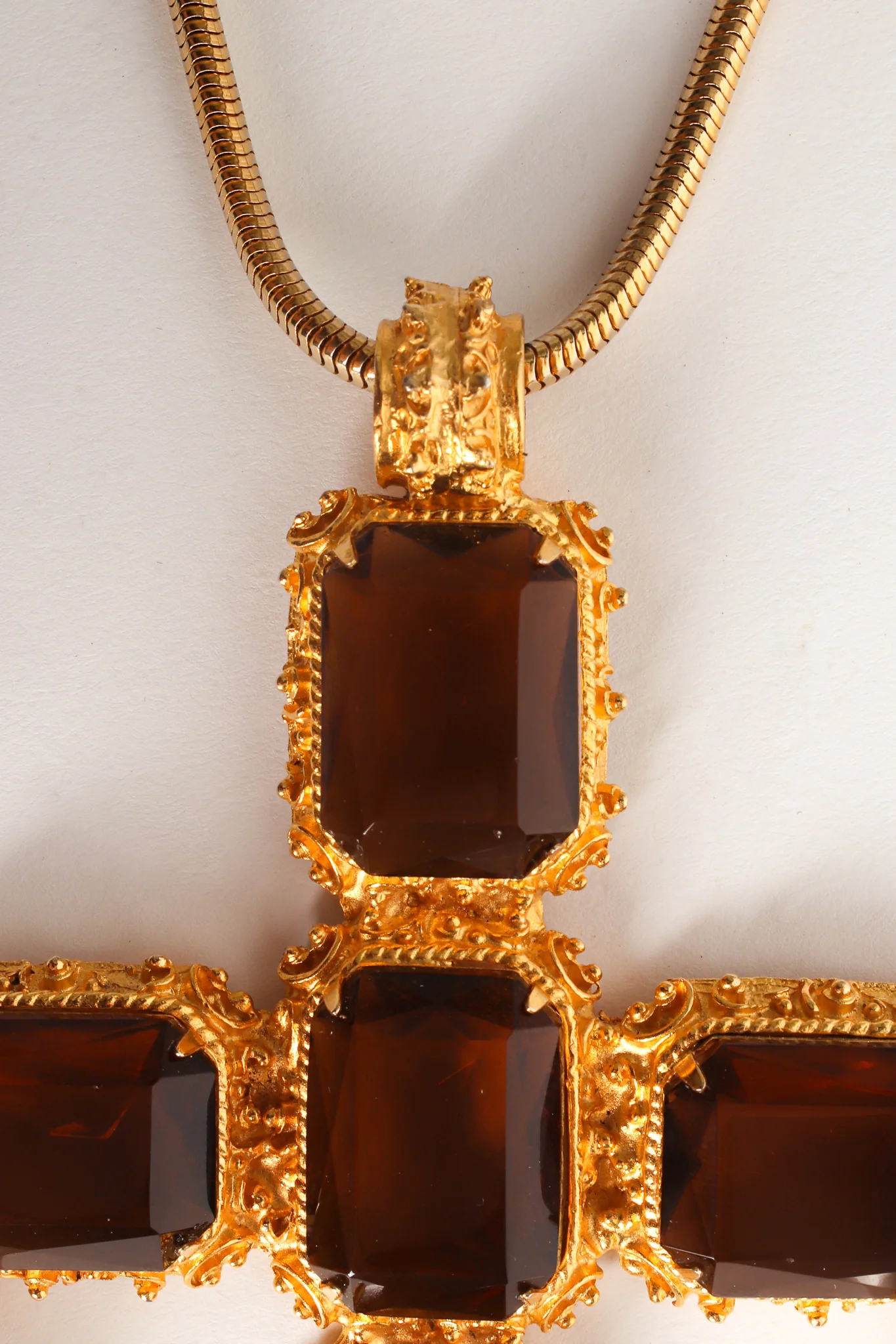 Pearl Stone Cross Pendant Necklace - Image 7
