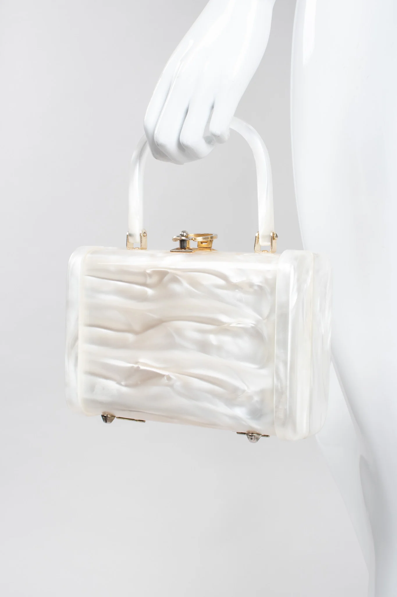 Pearl Swirl Lucite Box Bag - Image 2