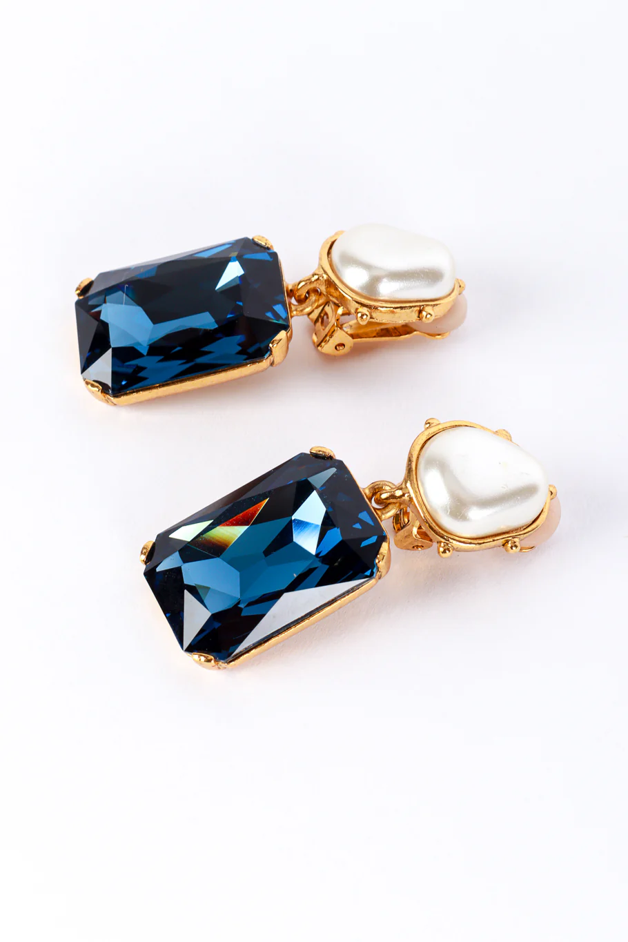 Pearl Top Crystal Drop Earrings - Image 3