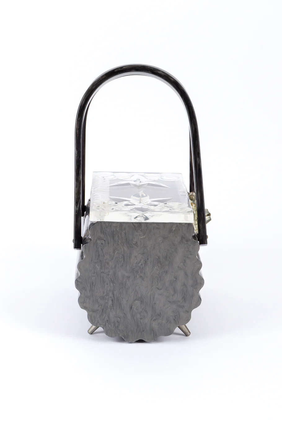 Pearlescent Ribbed Lucite Box Bag - Image 2