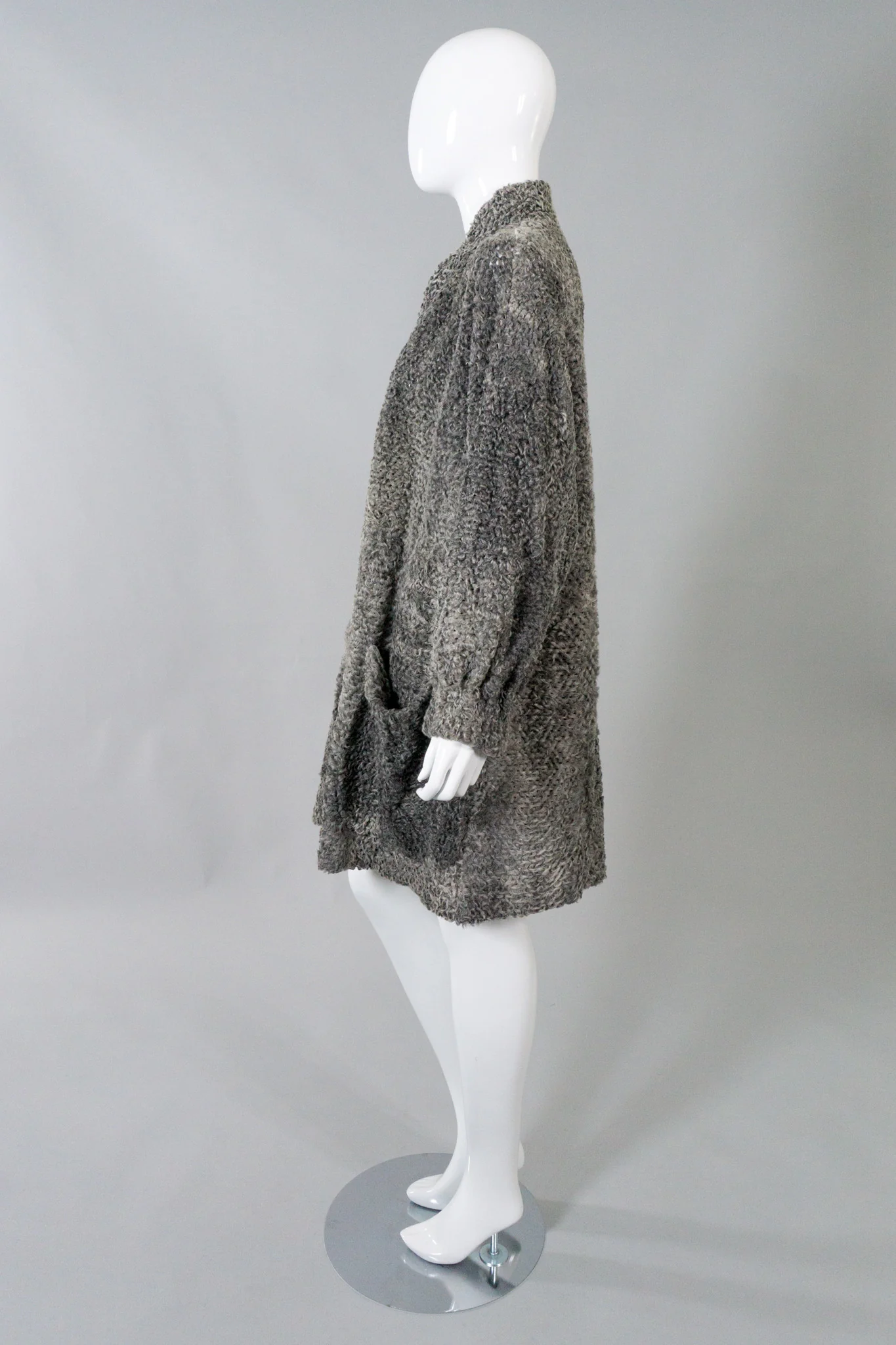 Perforated Lamb Fur Cocoon Coat - Image 4