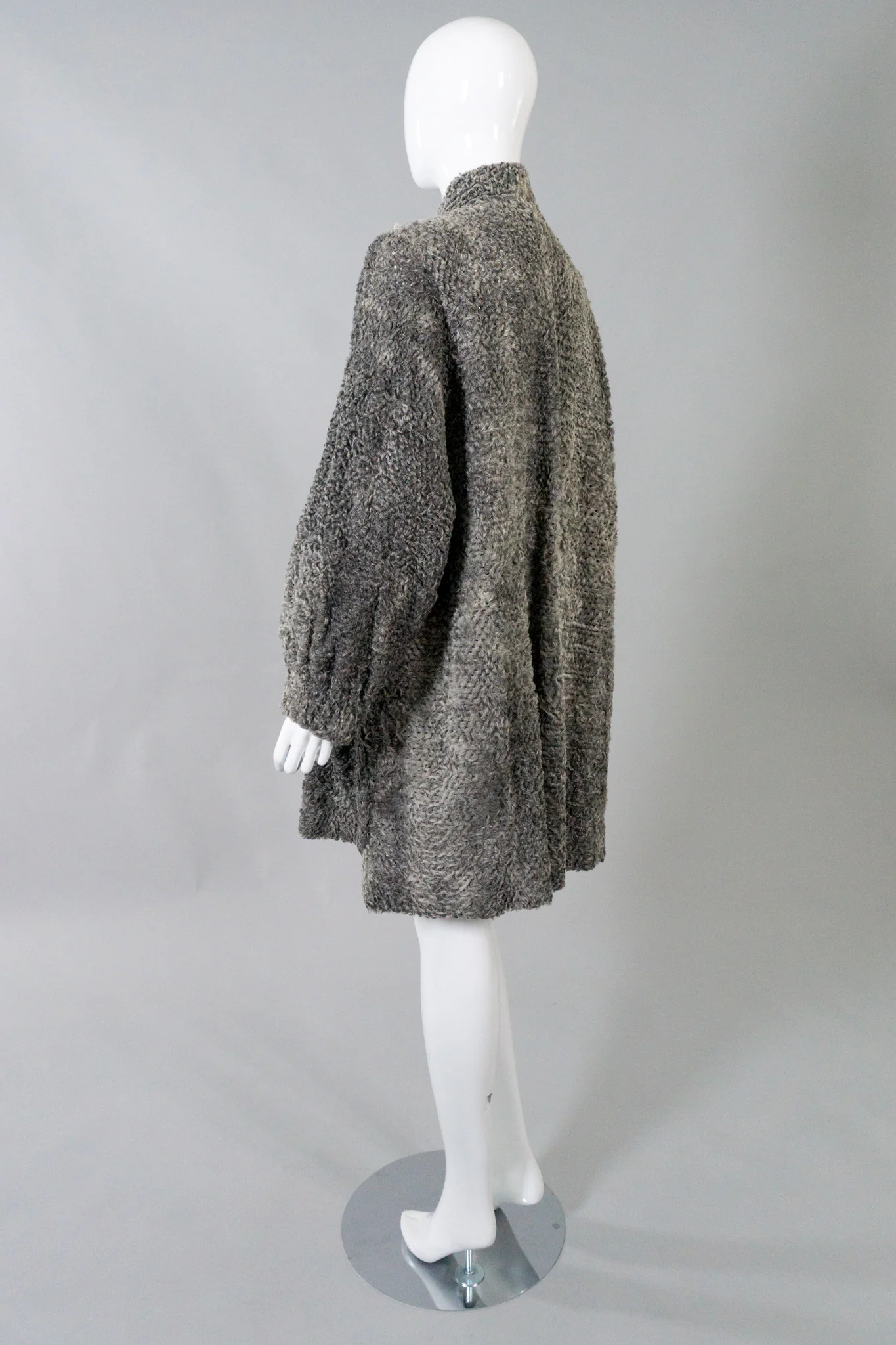 Perforated Lamb Fur Cocoon Coat - Image 5