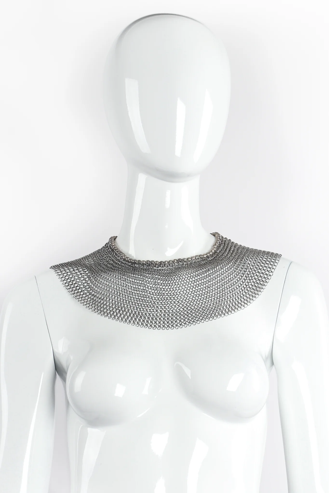 Pewter Ring Mesh Collar Necklace