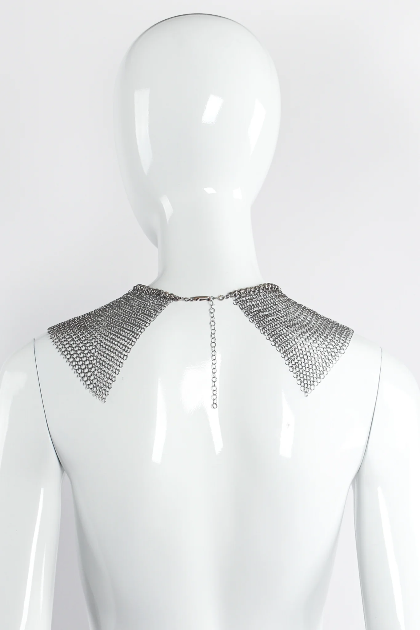 Pewter Ring Mesh Collar Necklace - Image 11