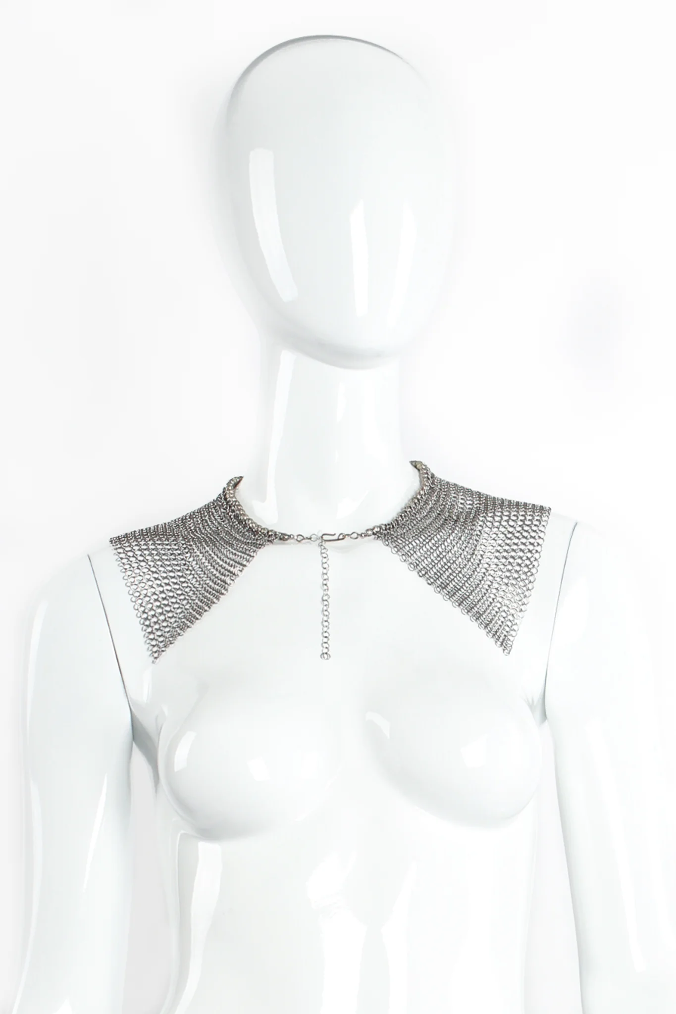 Pewter Ring Mesh Collar Necklace - Image 2