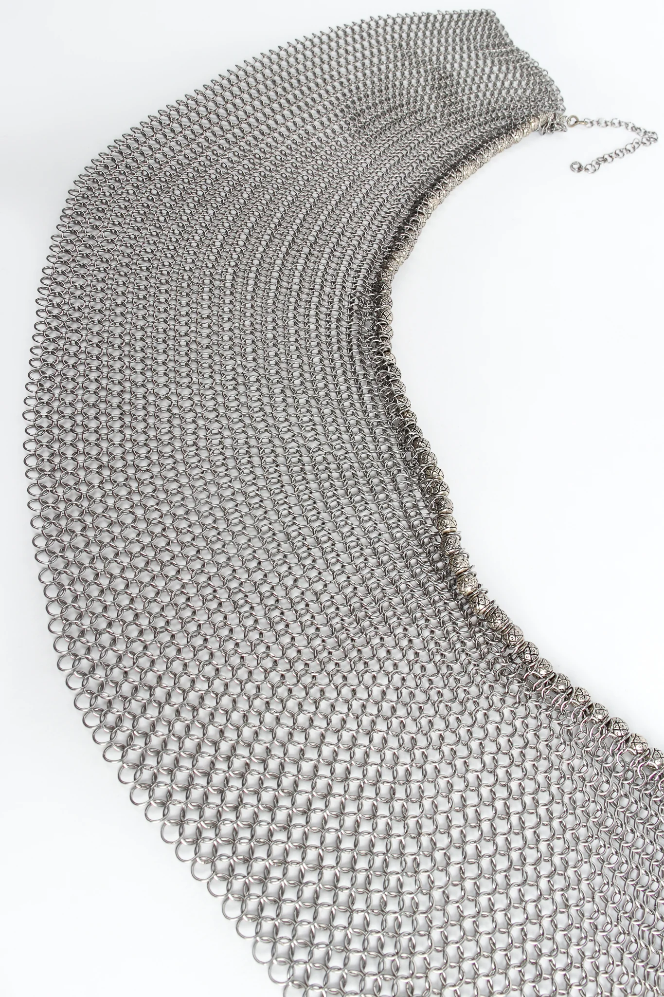Pewter Ring Mesh Collar Necklace - Image 5