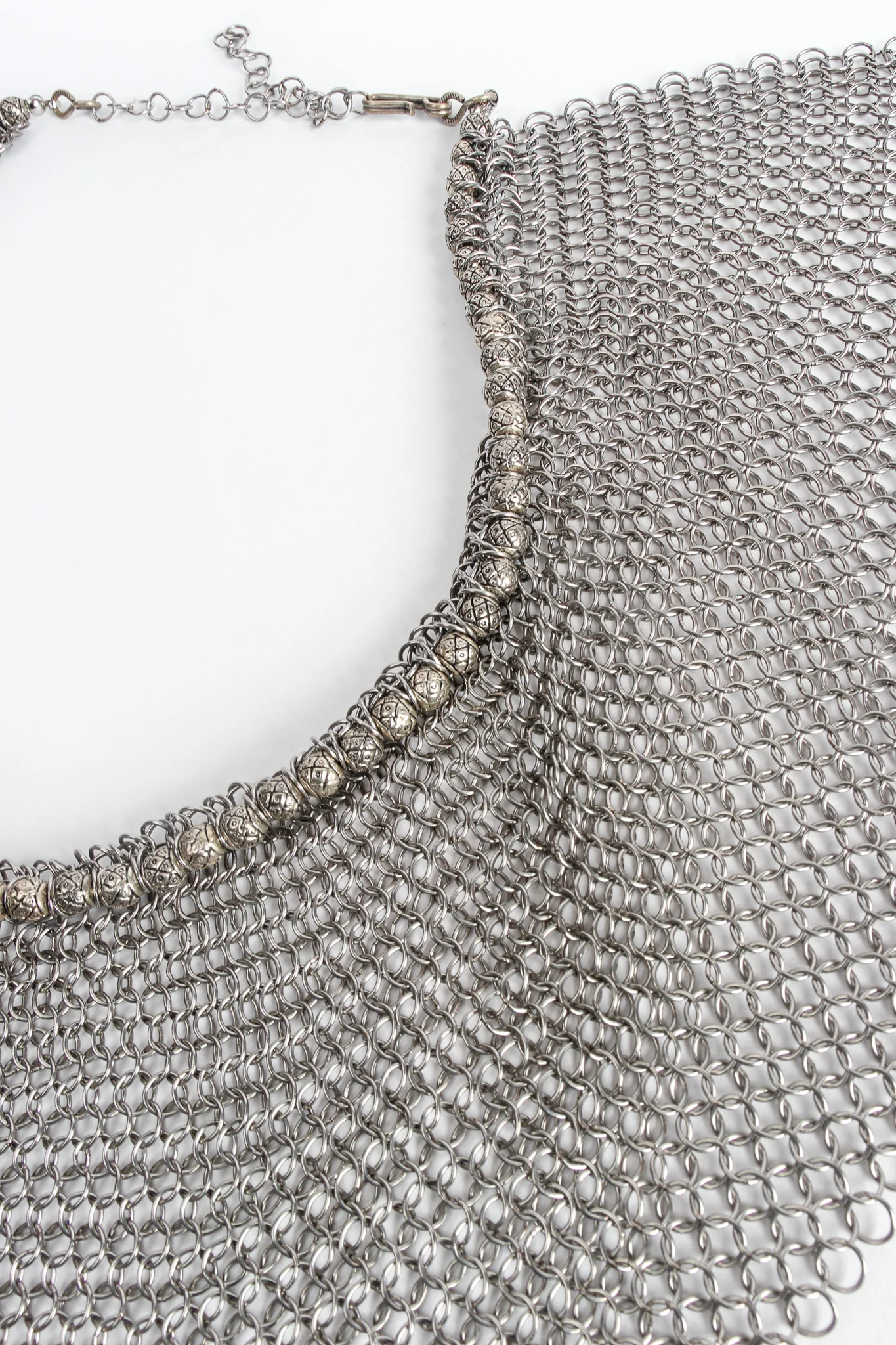 Pewter Ring Mesh Collar Necklace - Image 7