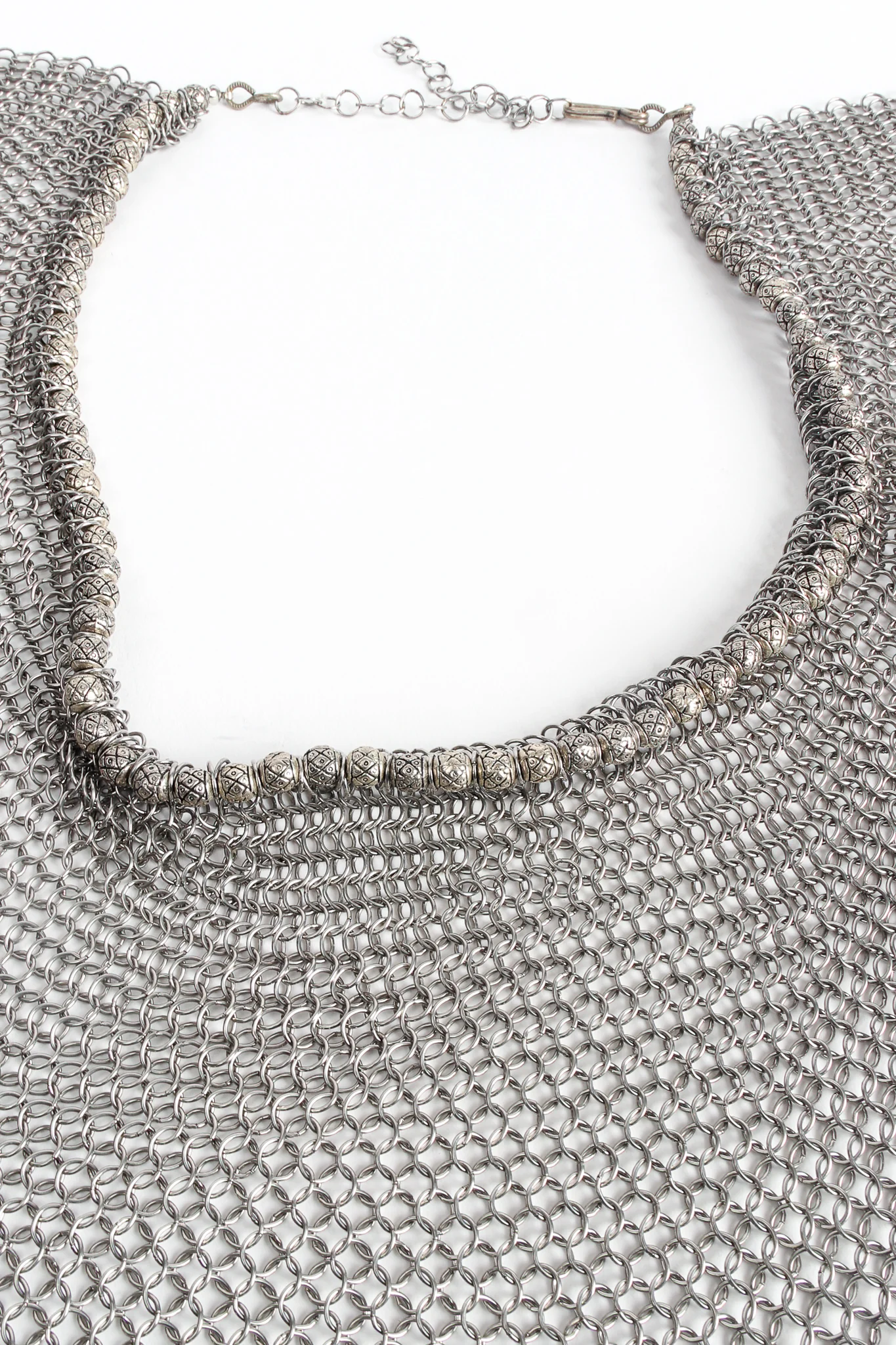 Pewter Ring Mesh Collar Necklace - Image 8