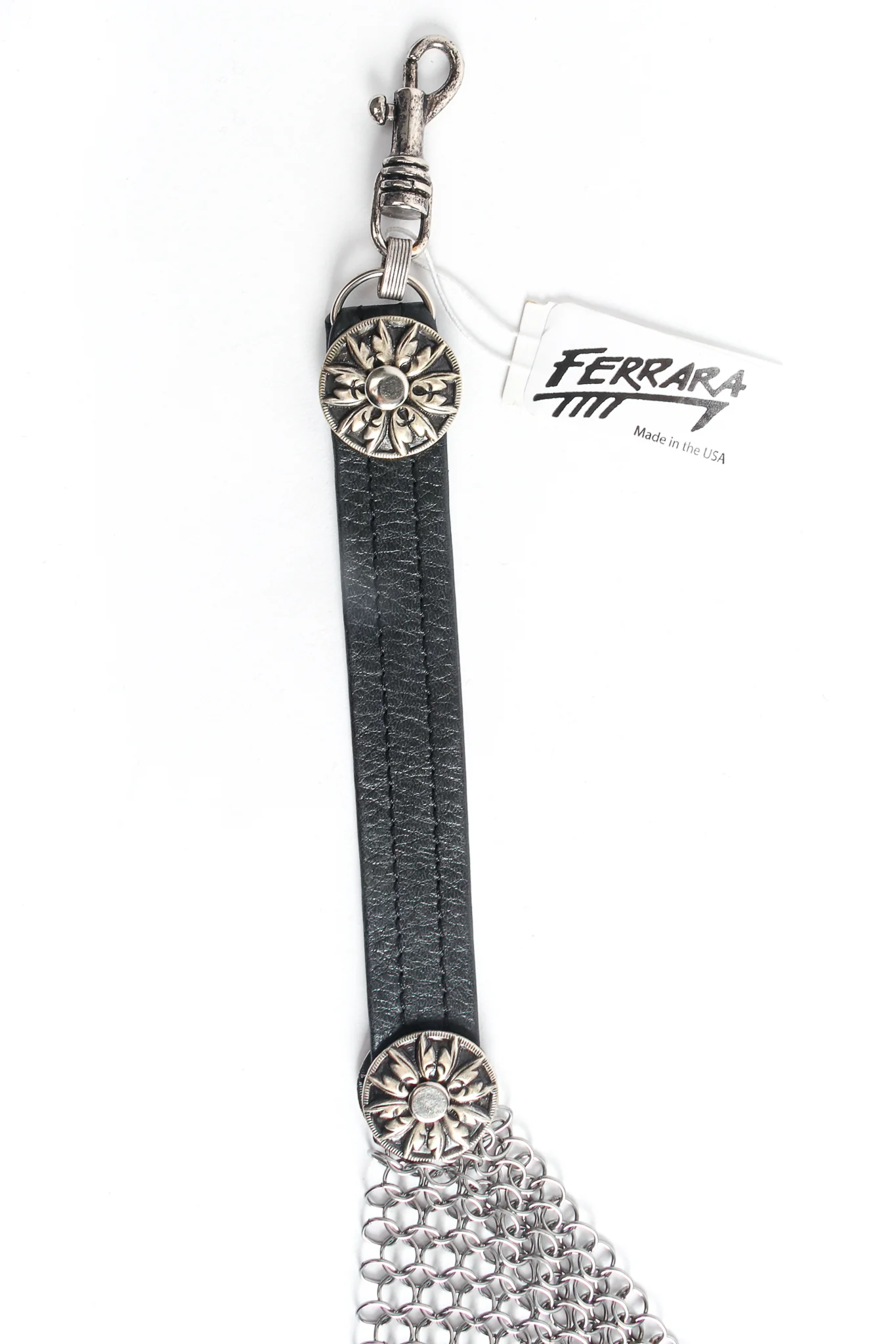 Pewter Ring Mesh Leather Hip Flap Belt - Image 12