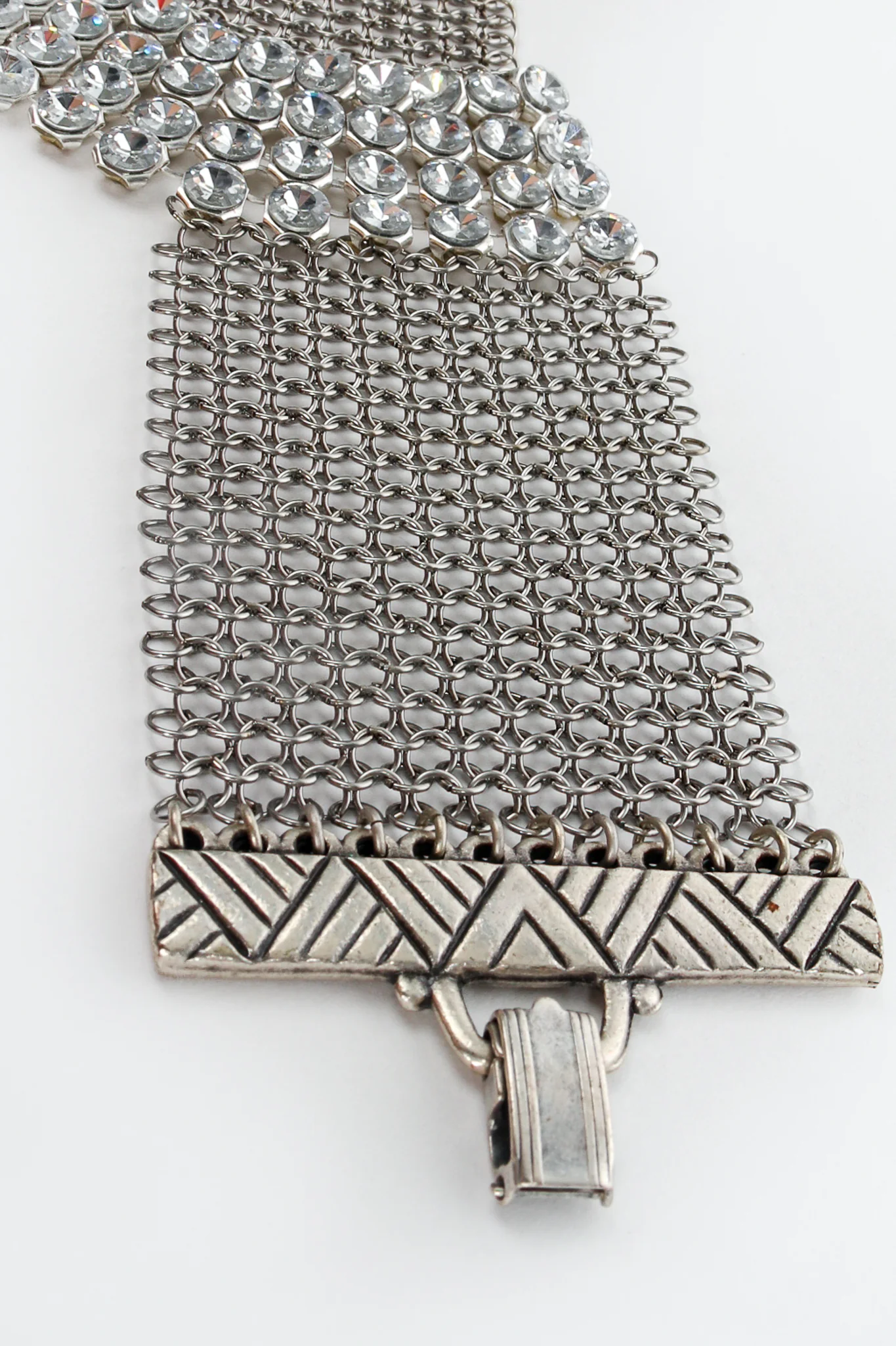 Pewter Ring Mesh Swarovski Bracelet - Image 3