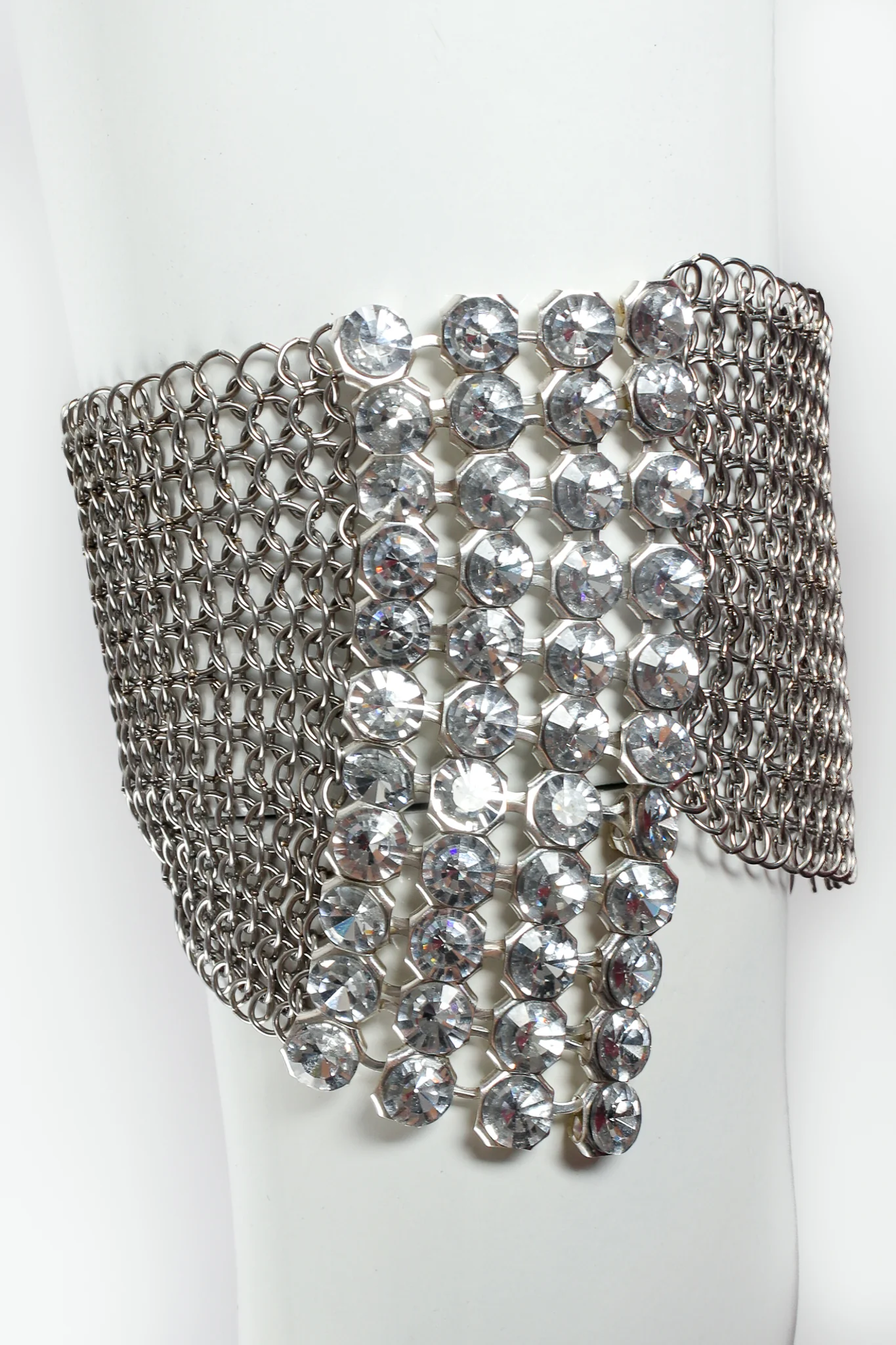Pewter Ring Mesh Swarovski Bracelet - Image 4