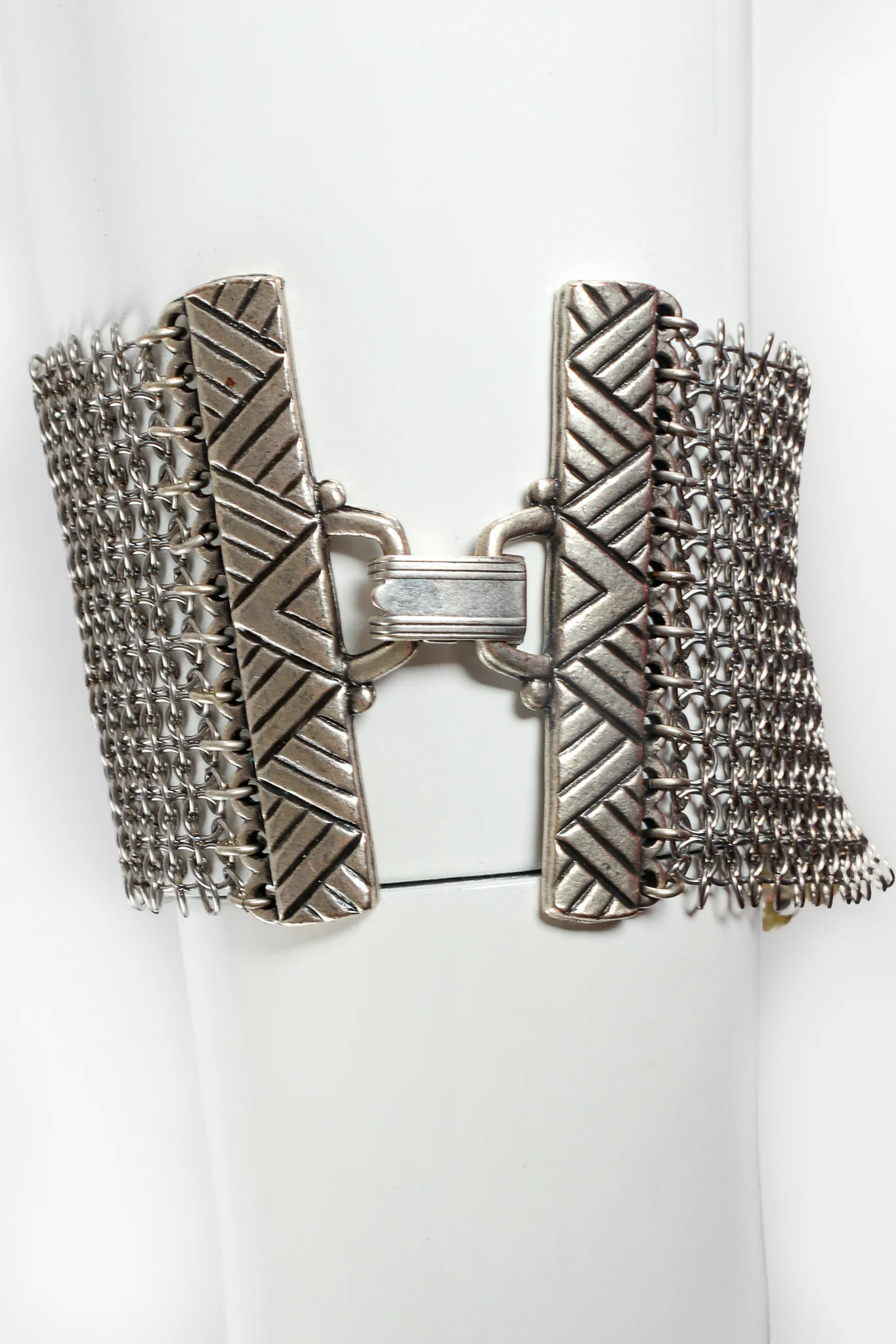 Pewter Ring Mesh Swarovski Bracelet - Image 5