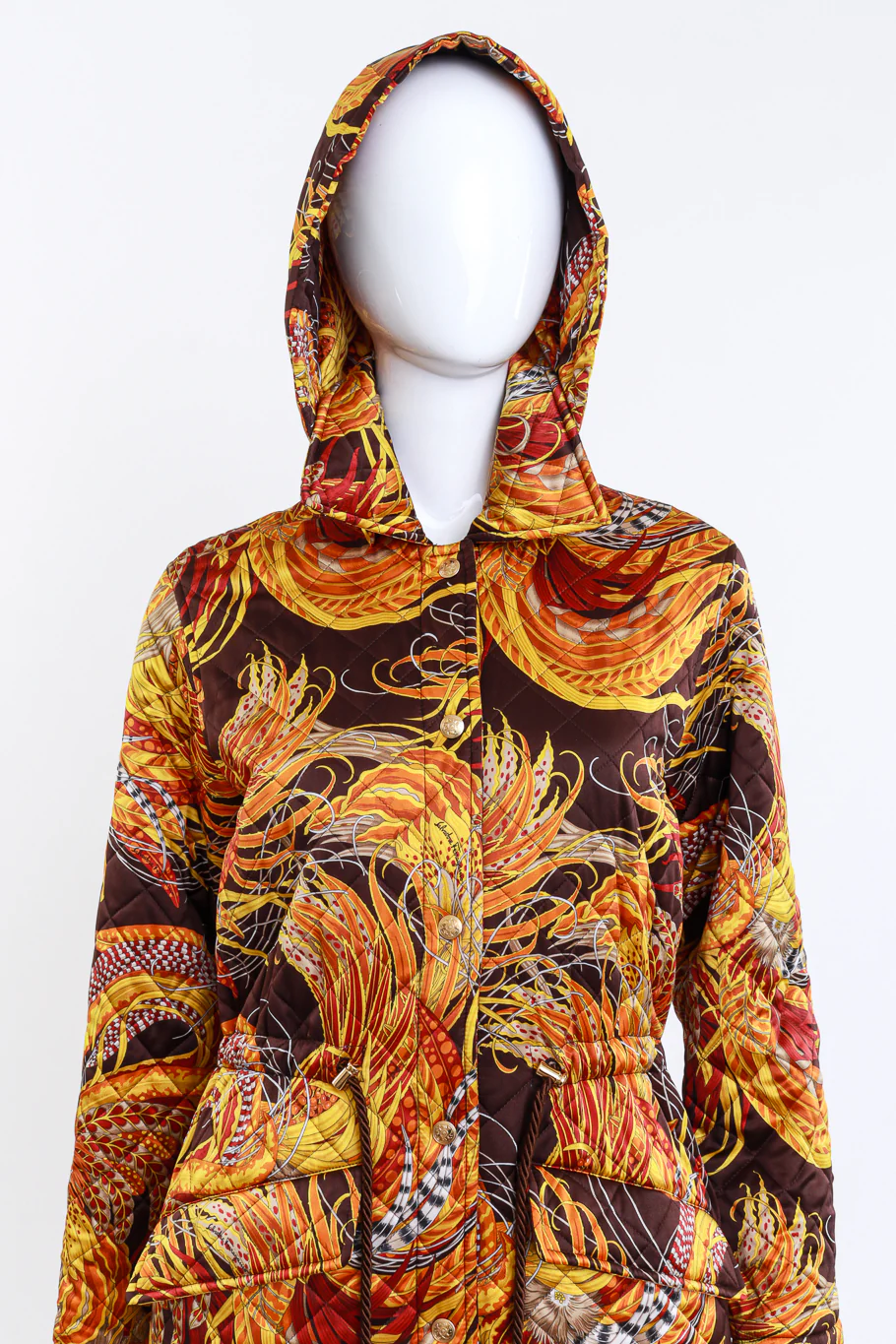 Golden Pheasant Feather Quilted Parka Coat - Image 2