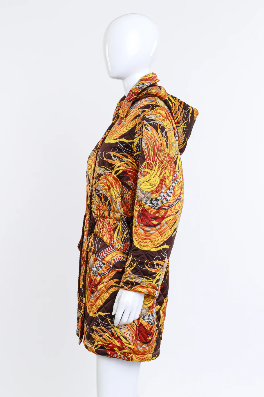 Golden Pheasant Feather Quilted Parka Coat - Image 3