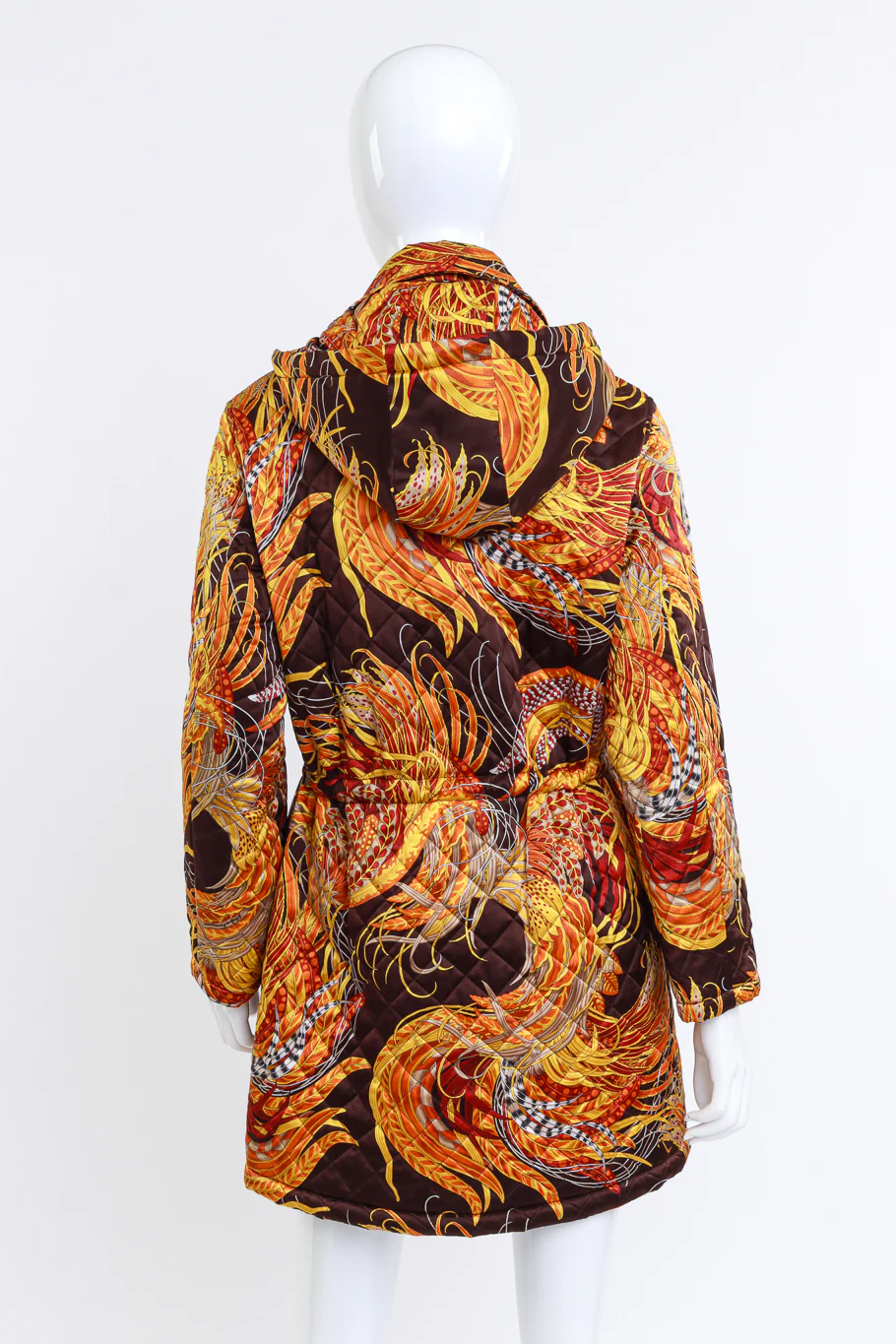 Golden Pheasant Feather Quilted Parka Coat - Image 4