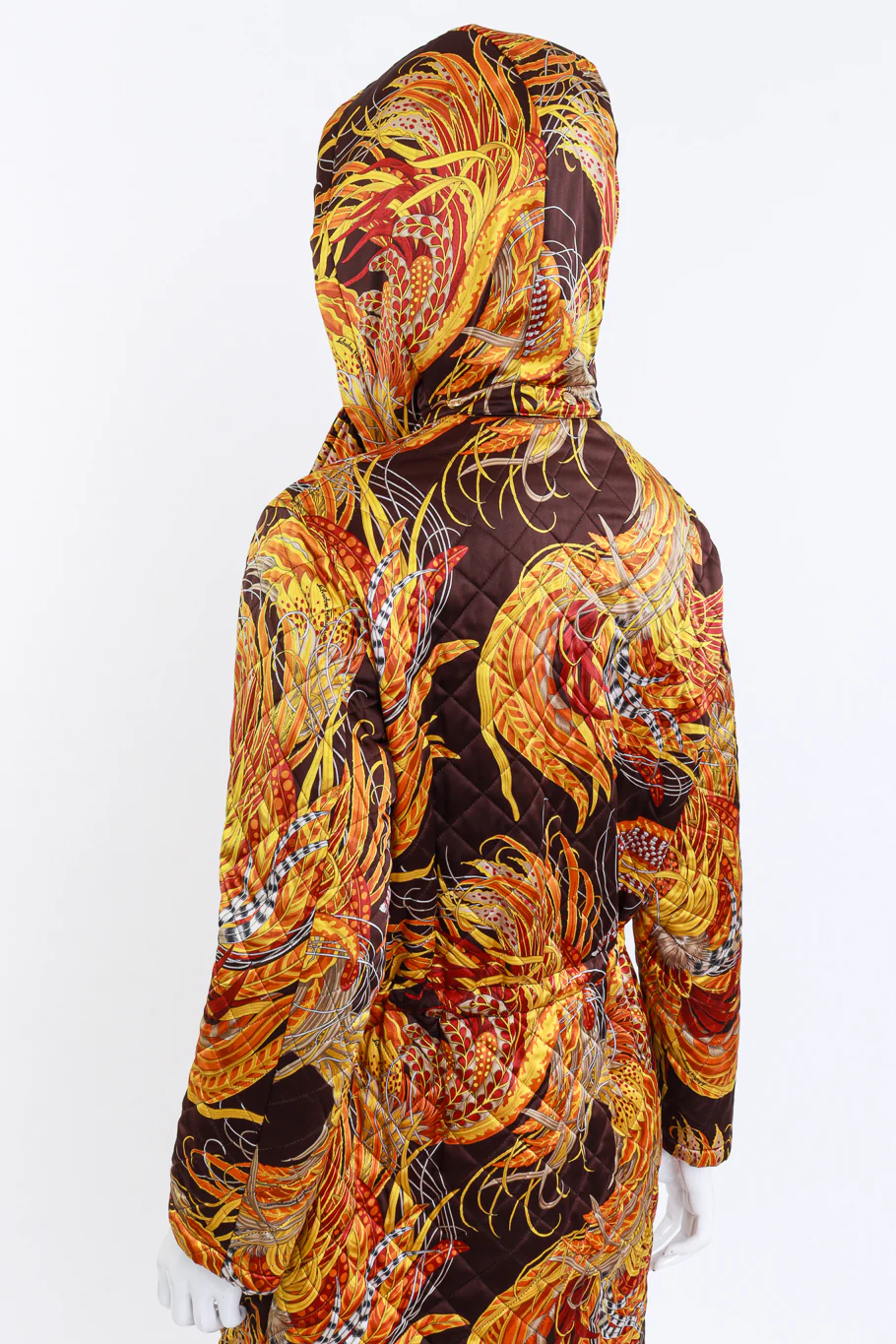 Golden Pheasant Feather Quilted Parka Coat - Image 5