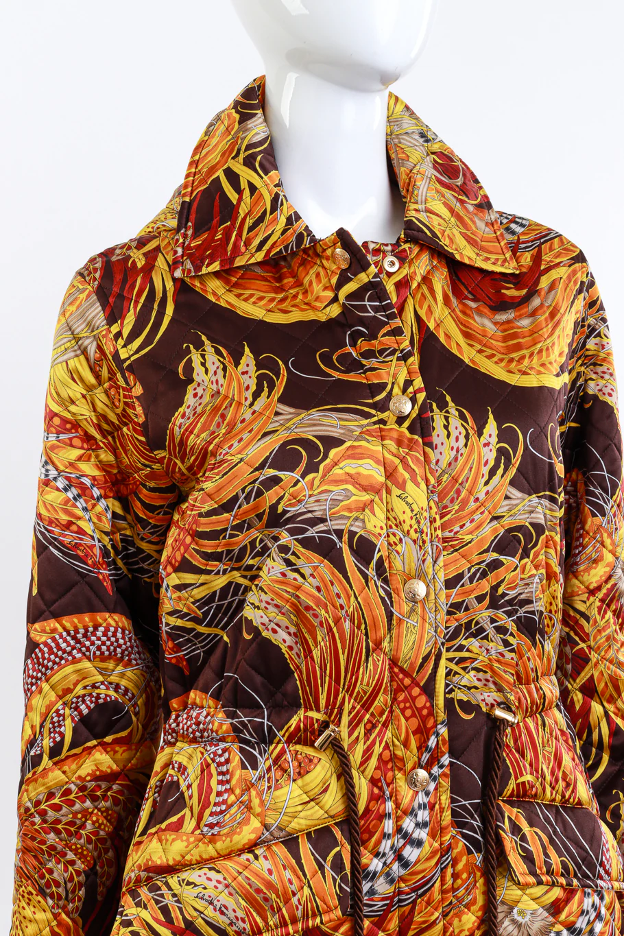 Golden Pheasant Feather Quilted Parka Coat - Image 6