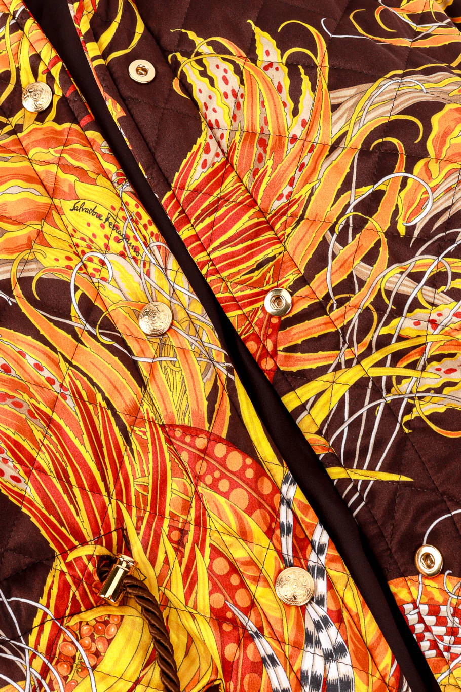 Golden Pheasant Feather Quilted Parka Coat - Image 8