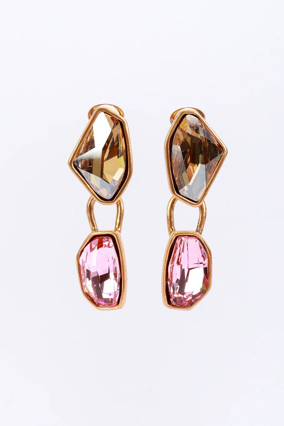 Pink Color Block Geo Gem Drop Earrings