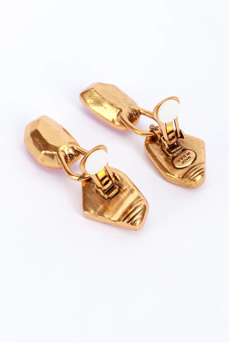 Pink Color Block Geo Gem Drop Earrings - Image 4