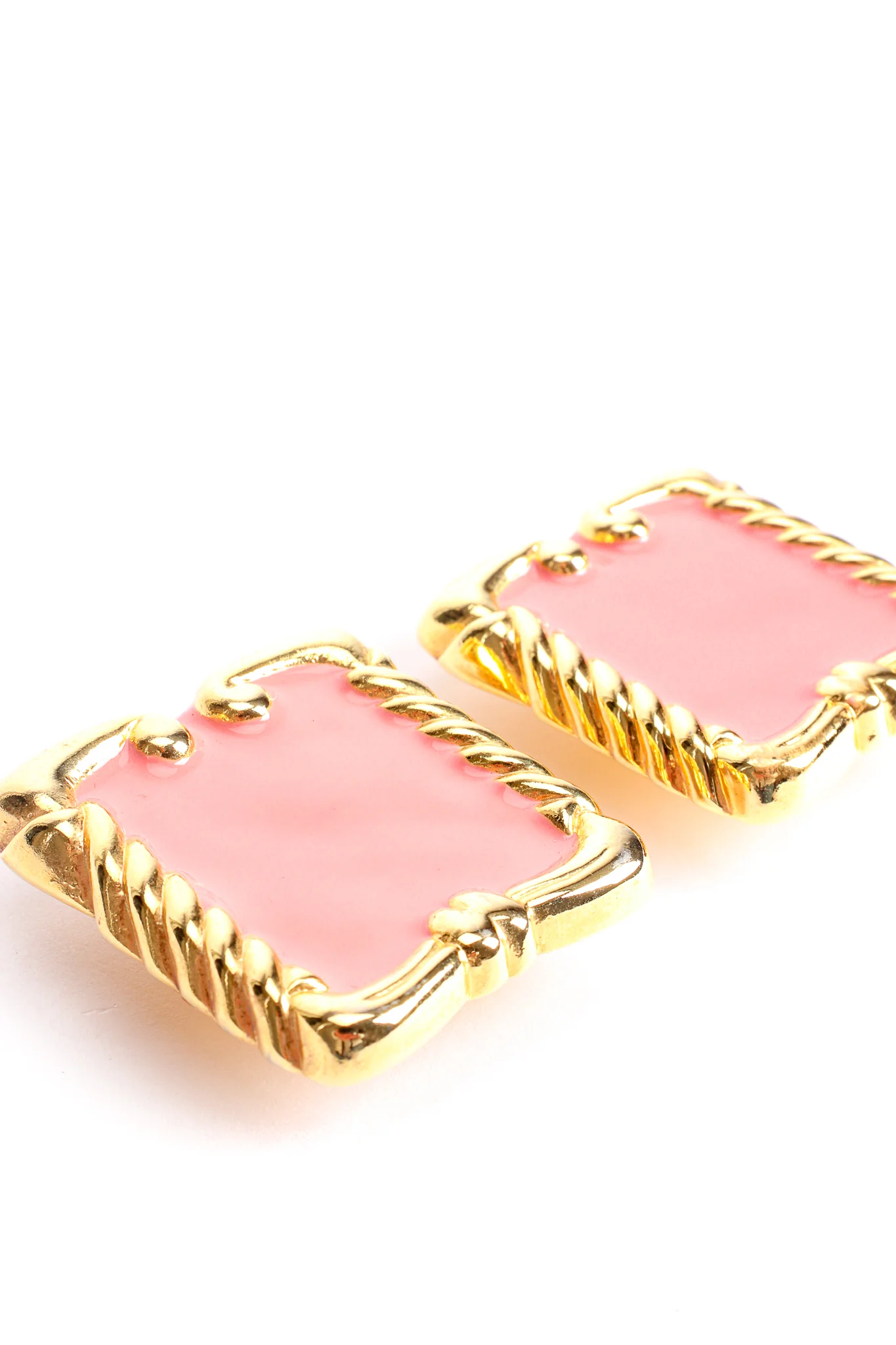Pink Enamel Baroque Frame Earrings - Image 4