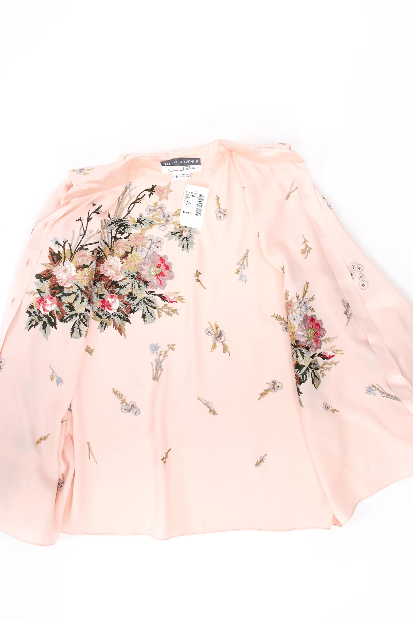 Pink Floral Embroidered Silk Shirt - Image 16