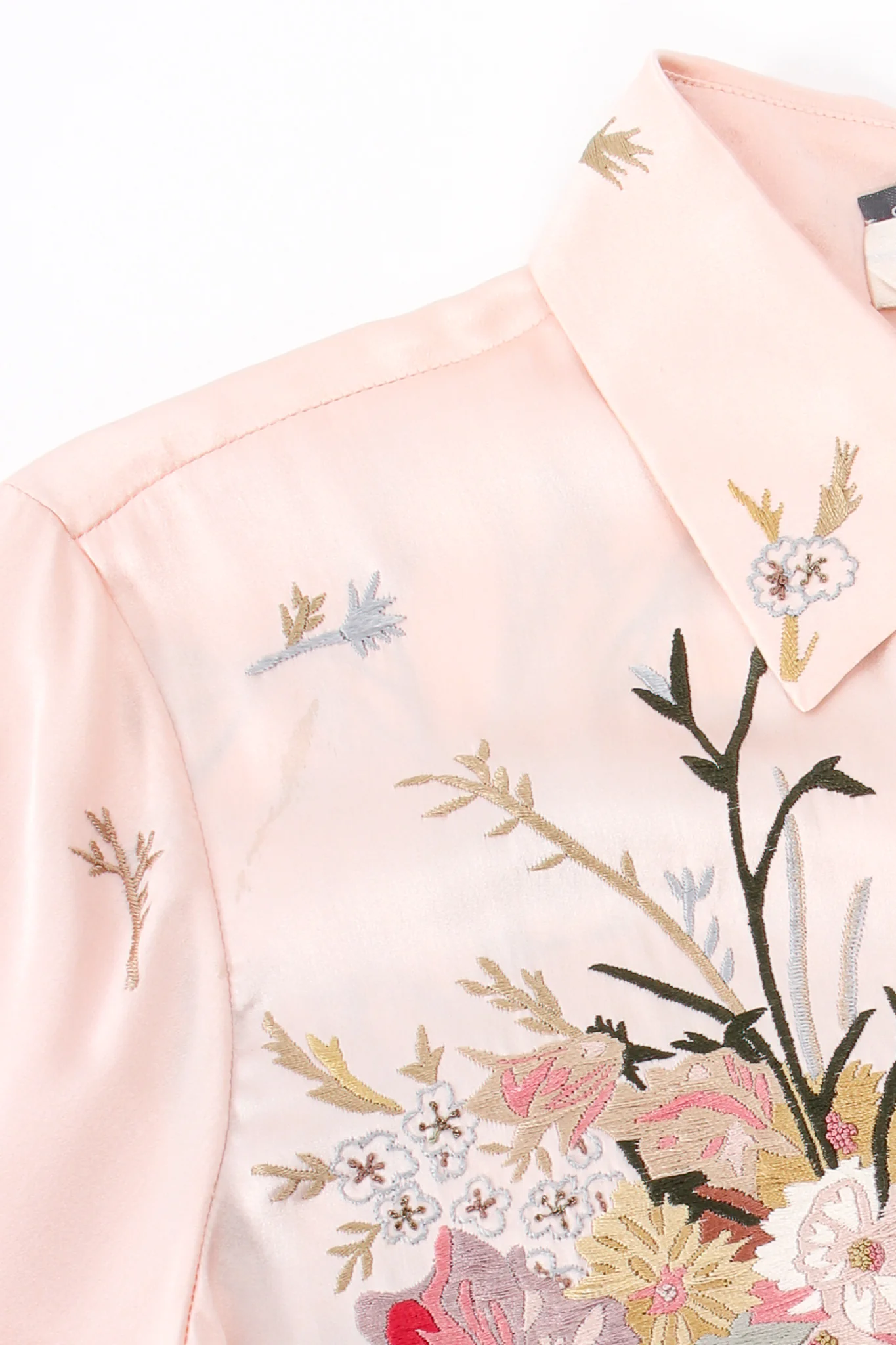 Pink Floral Embroidered Silk Shirt - Image 18