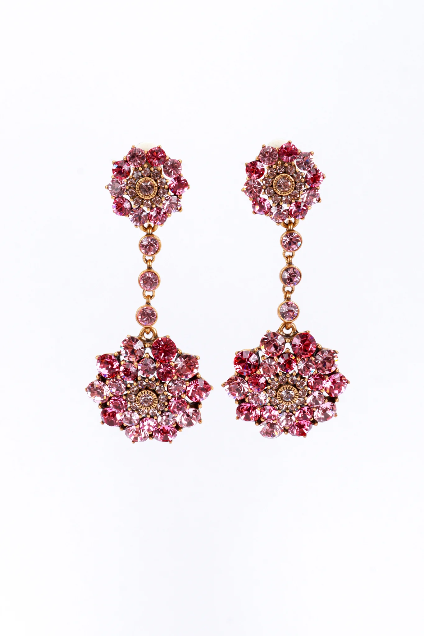 Pinks Crystal Flower Burst Drop Earrings
