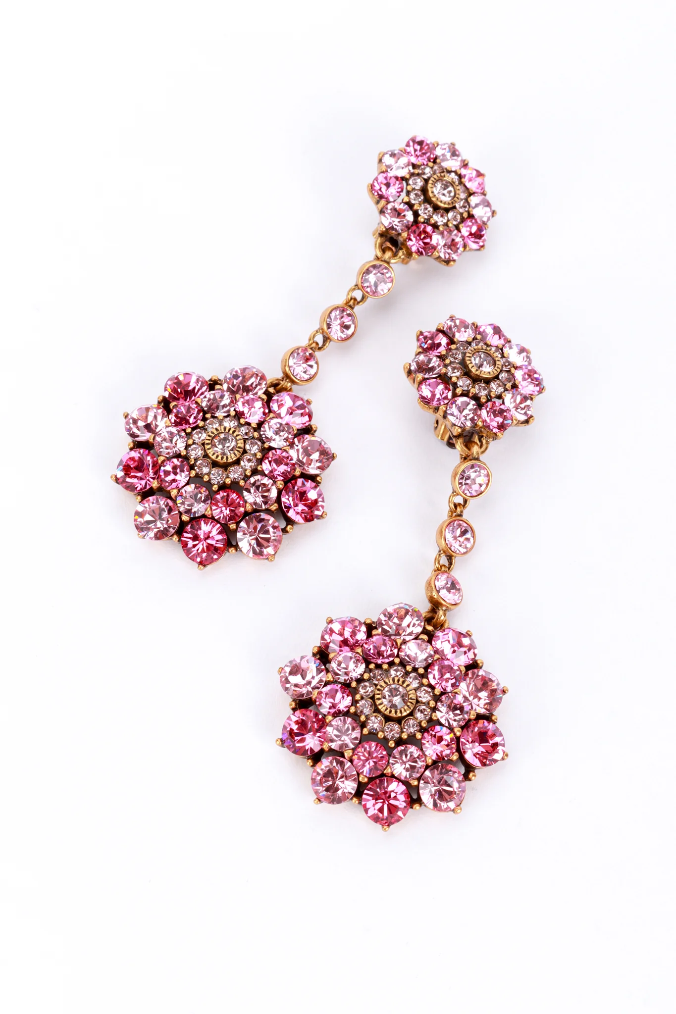 Pinks Crystal Flower Burst Drop Earrings - Image 3