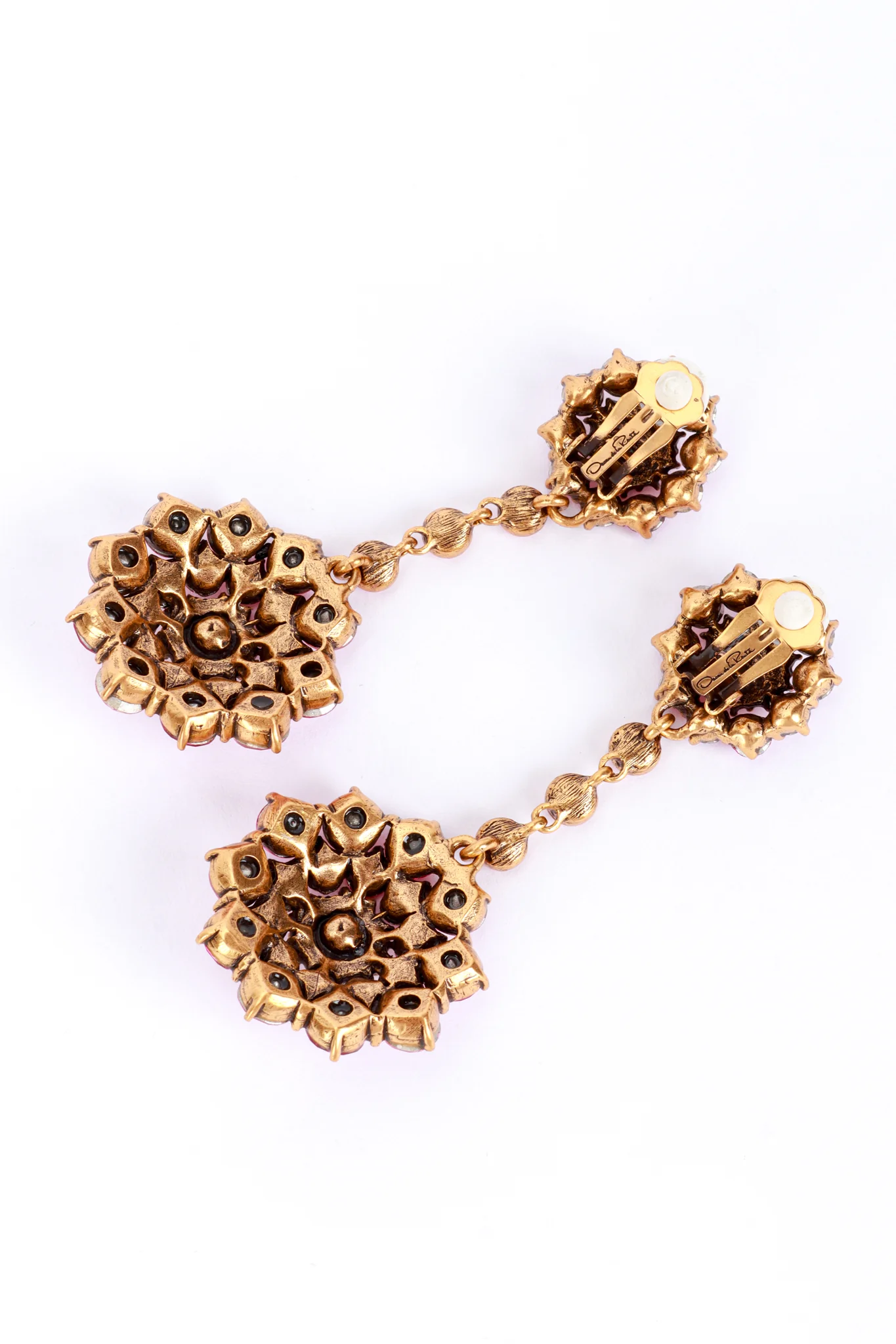 Pinks Crystal Flower Burst Drop Earrings - Image 4