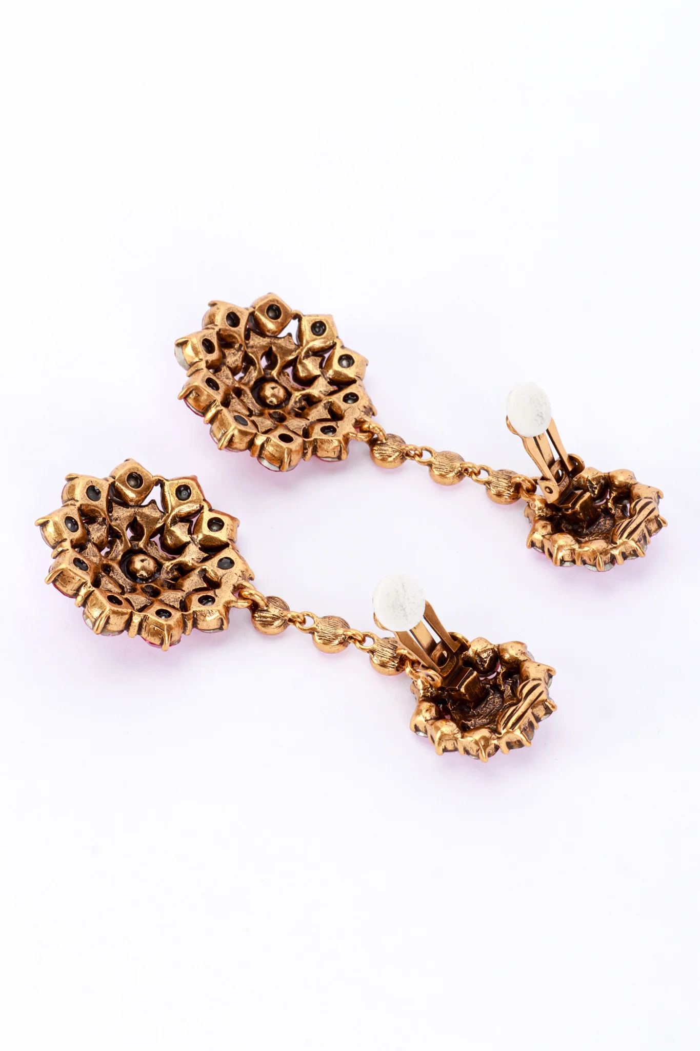 Pinks Crystal Flower Burst Drop Earrings - Image 5
