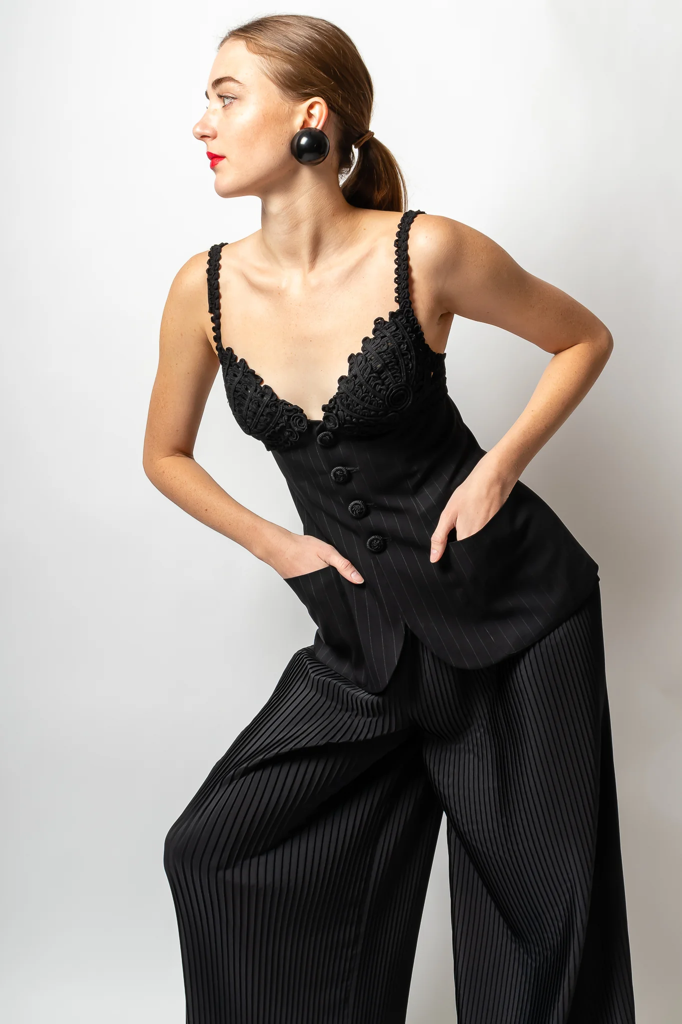 Pinstripe Bustier Bra Jacket - Image 6