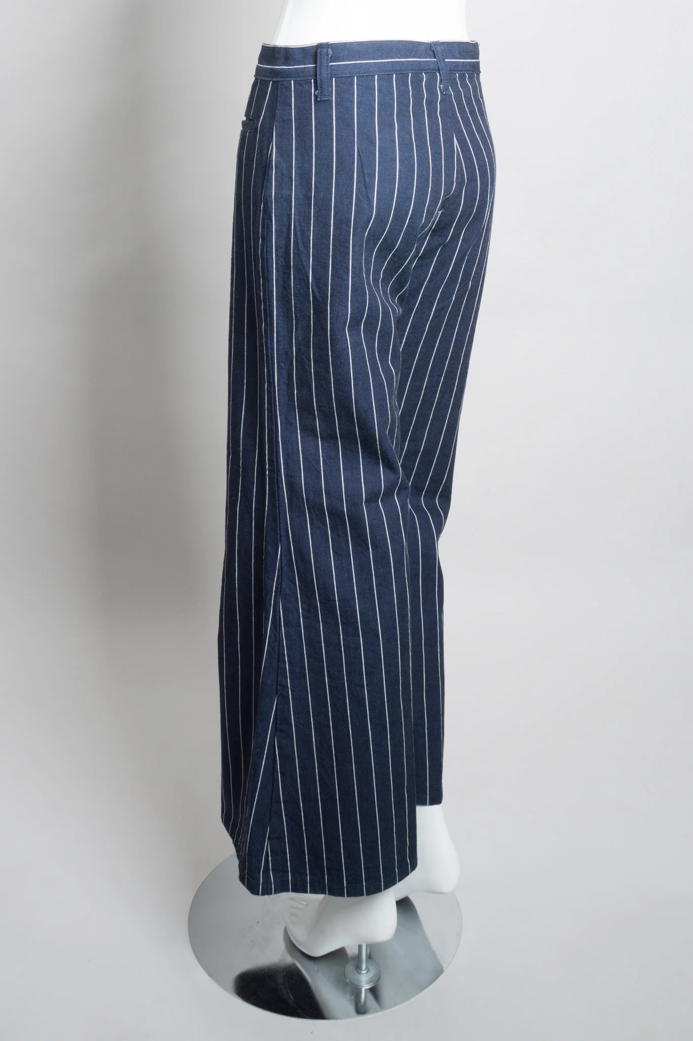Pinstripe Wide Flare Denim Trousers - Image 6