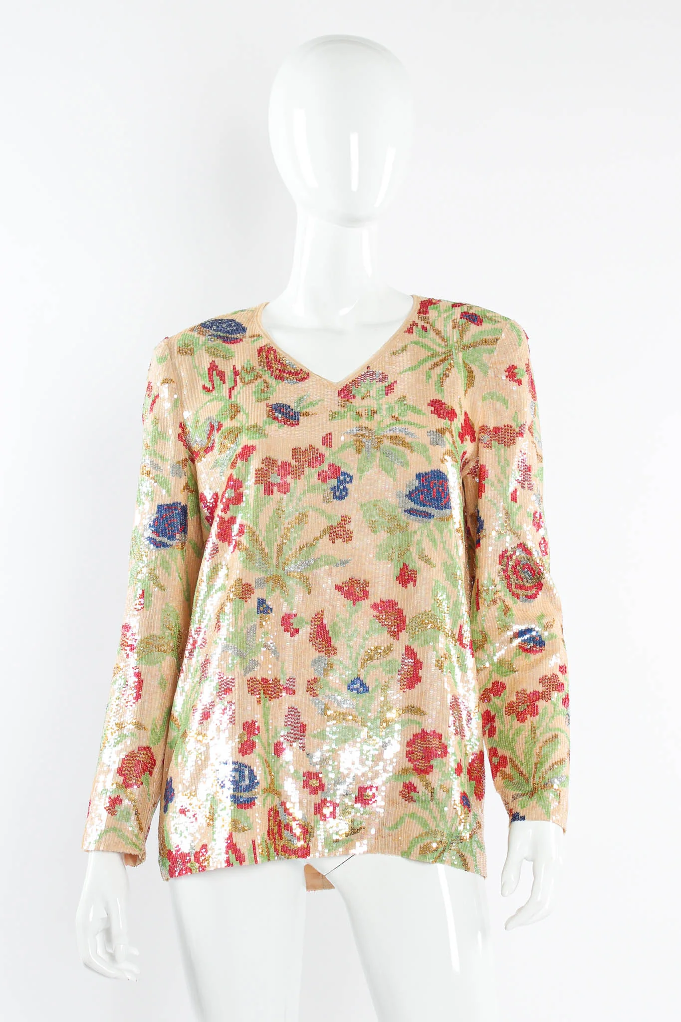 Pixel Sequin Floral Blouse
