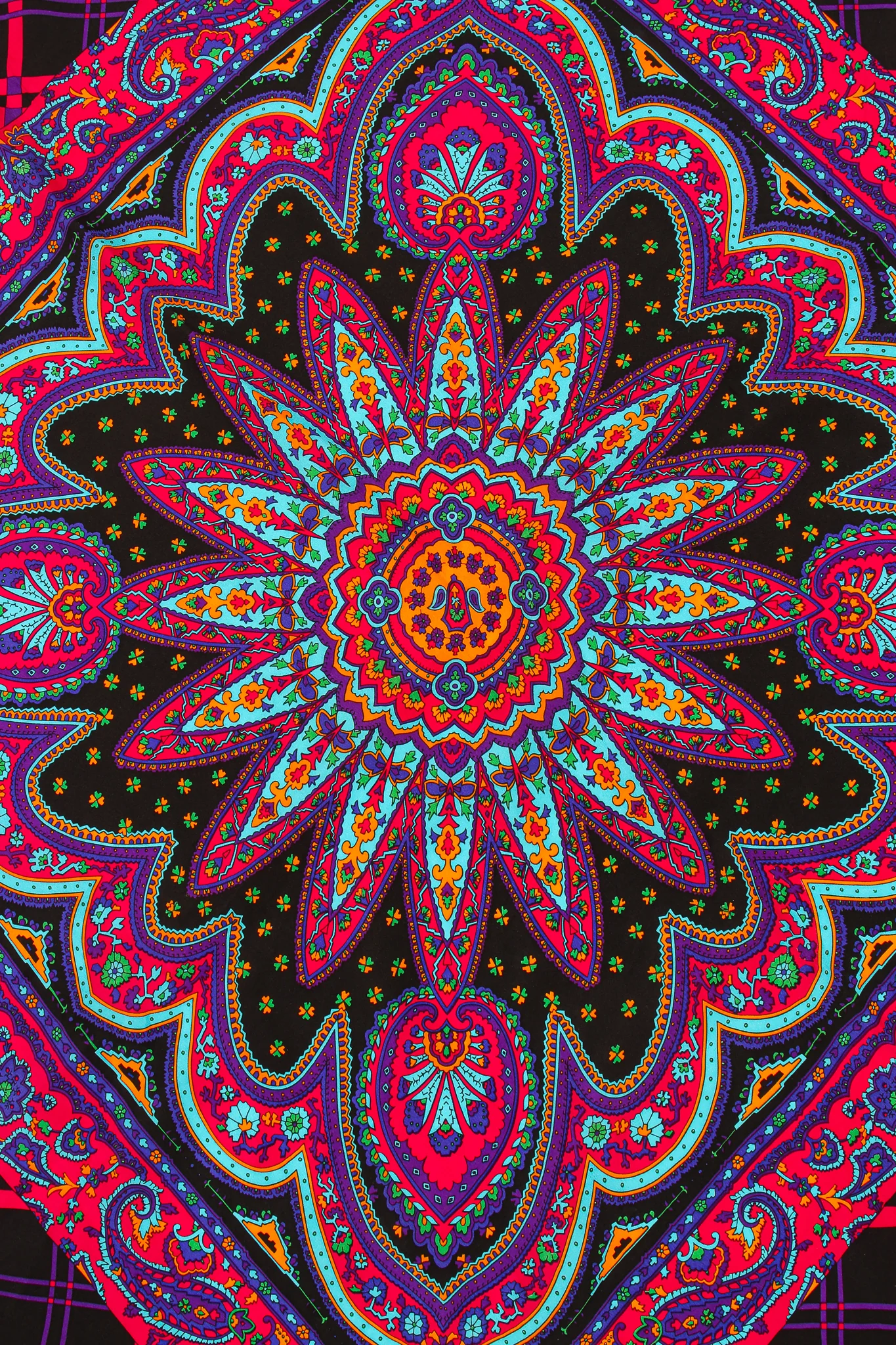 Plaid Paisley Mandala Silk Scarf - Image 3