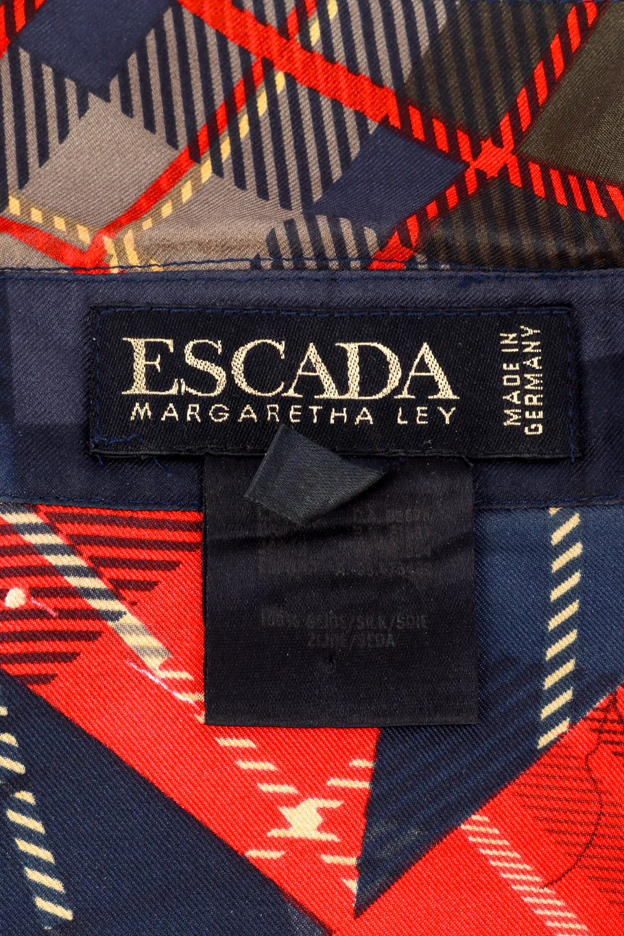Plaid Patchwork Print Silk Blouse - Image 7