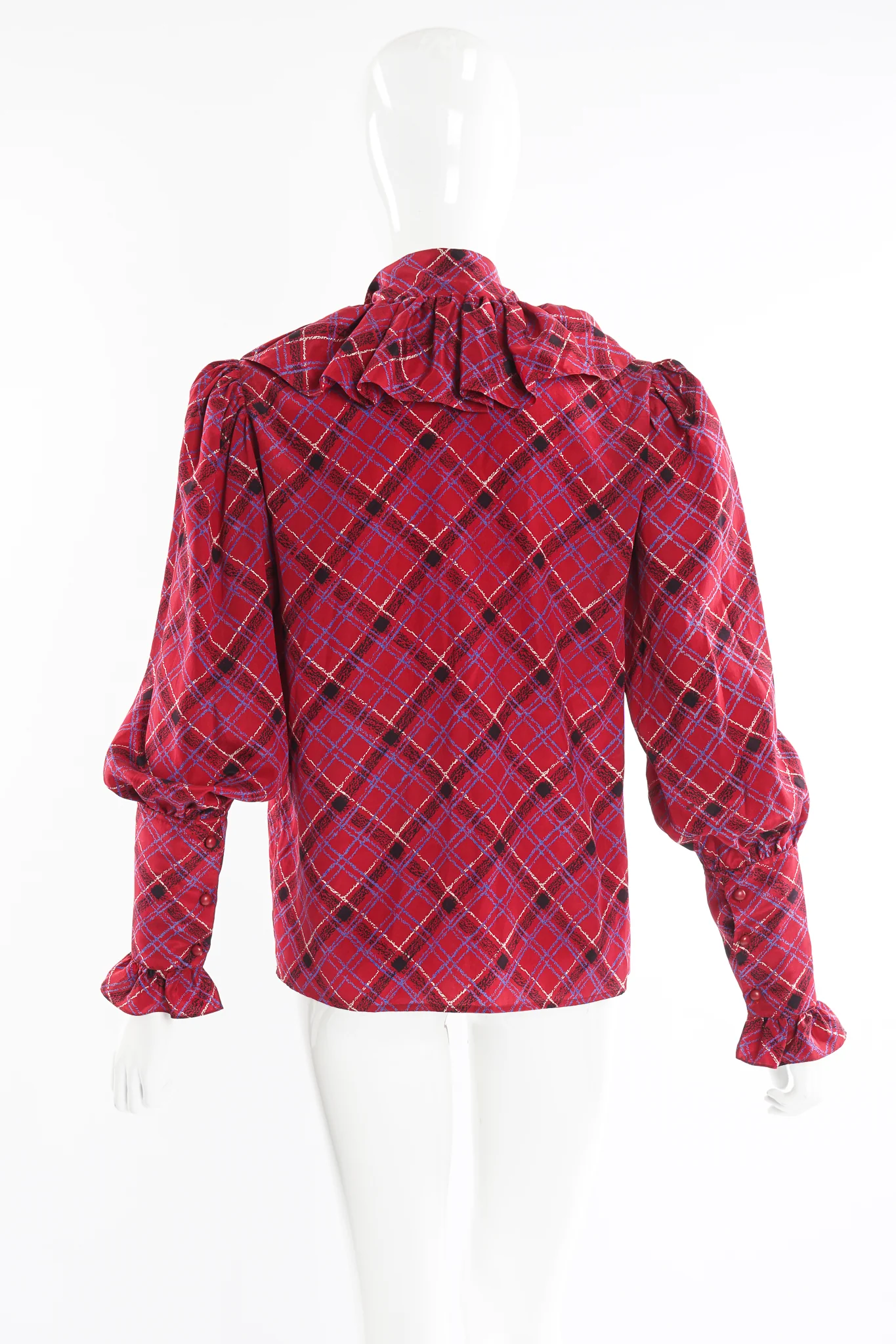 Plaid Ruffle Bow Blouse - Image 9
