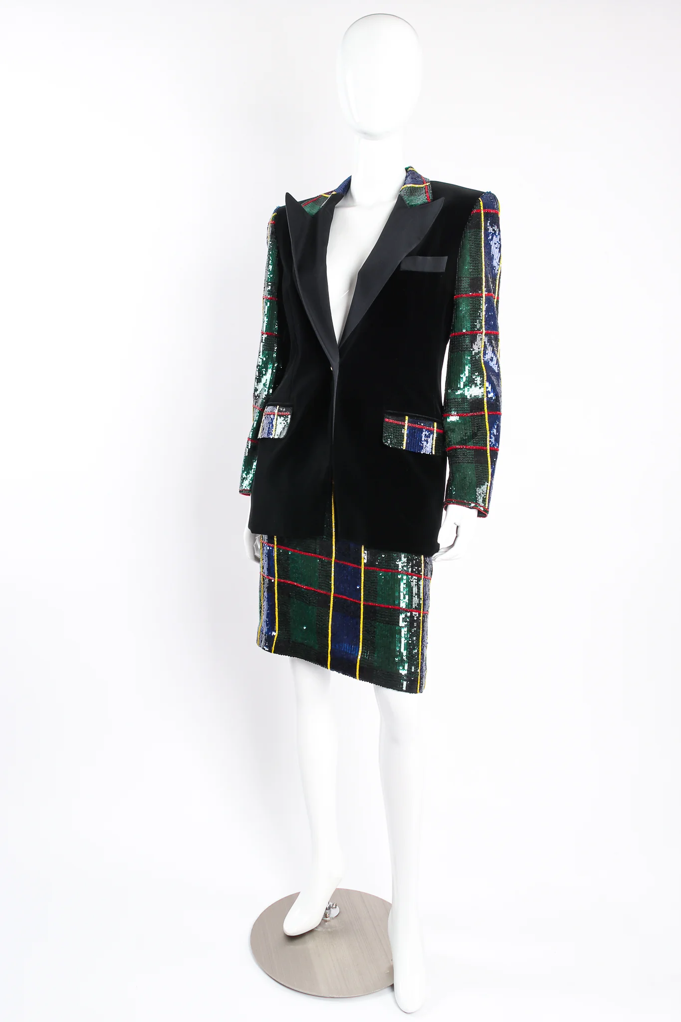 Plaid Sequin Jacket & Skirt Set - Image 5
