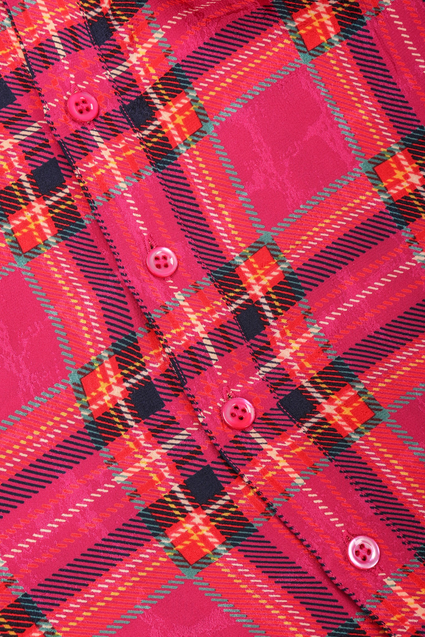 Plaid Silk Bow Blouse - Image 11