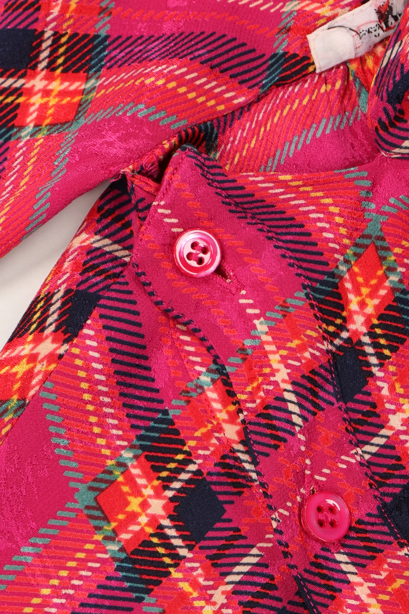 Plaid Silk Bow Blouse - Image 12
