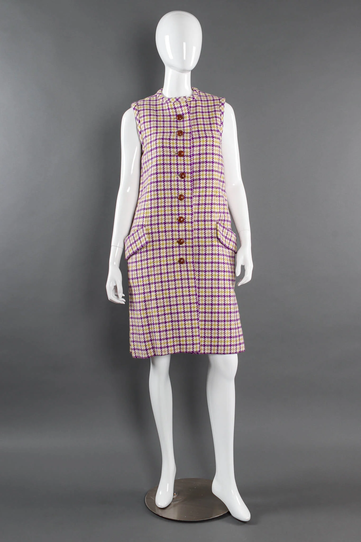 Plaid Tartan Vest Duster & Skirt Set - Image 5