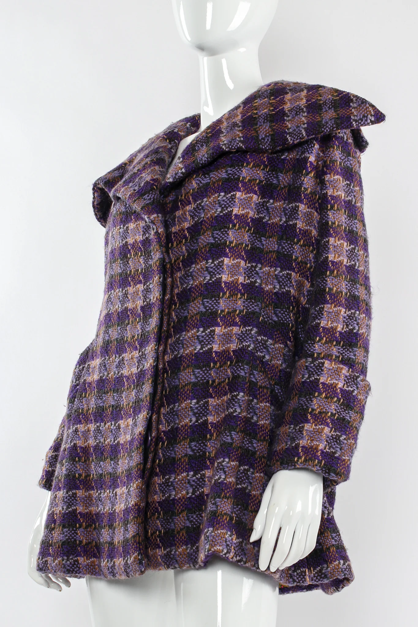 Plaid Tartan Wool Coat - Image 2