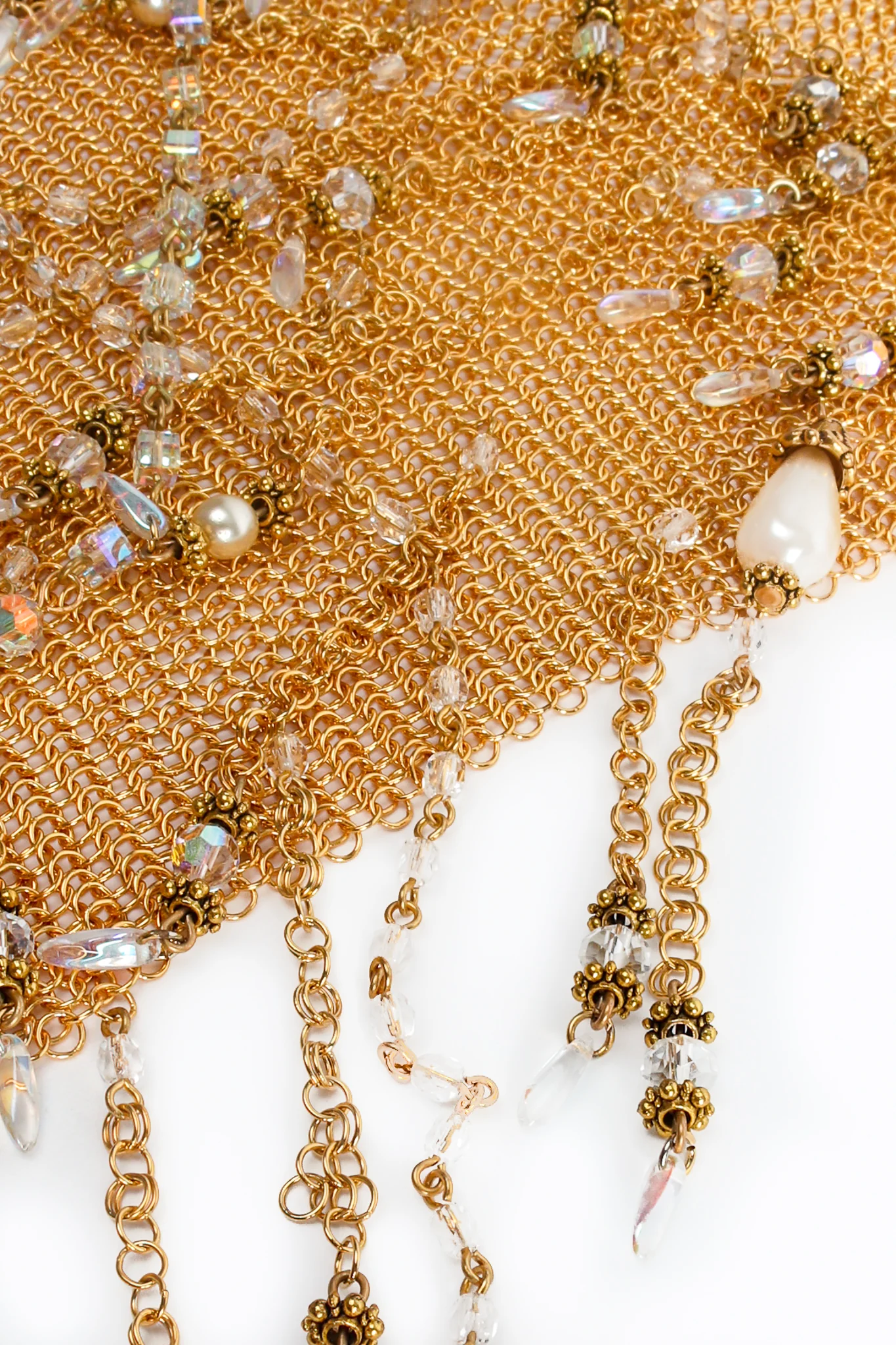 Waterfall Ring Mesh Pearl Bead Bib Necklace - Image 5