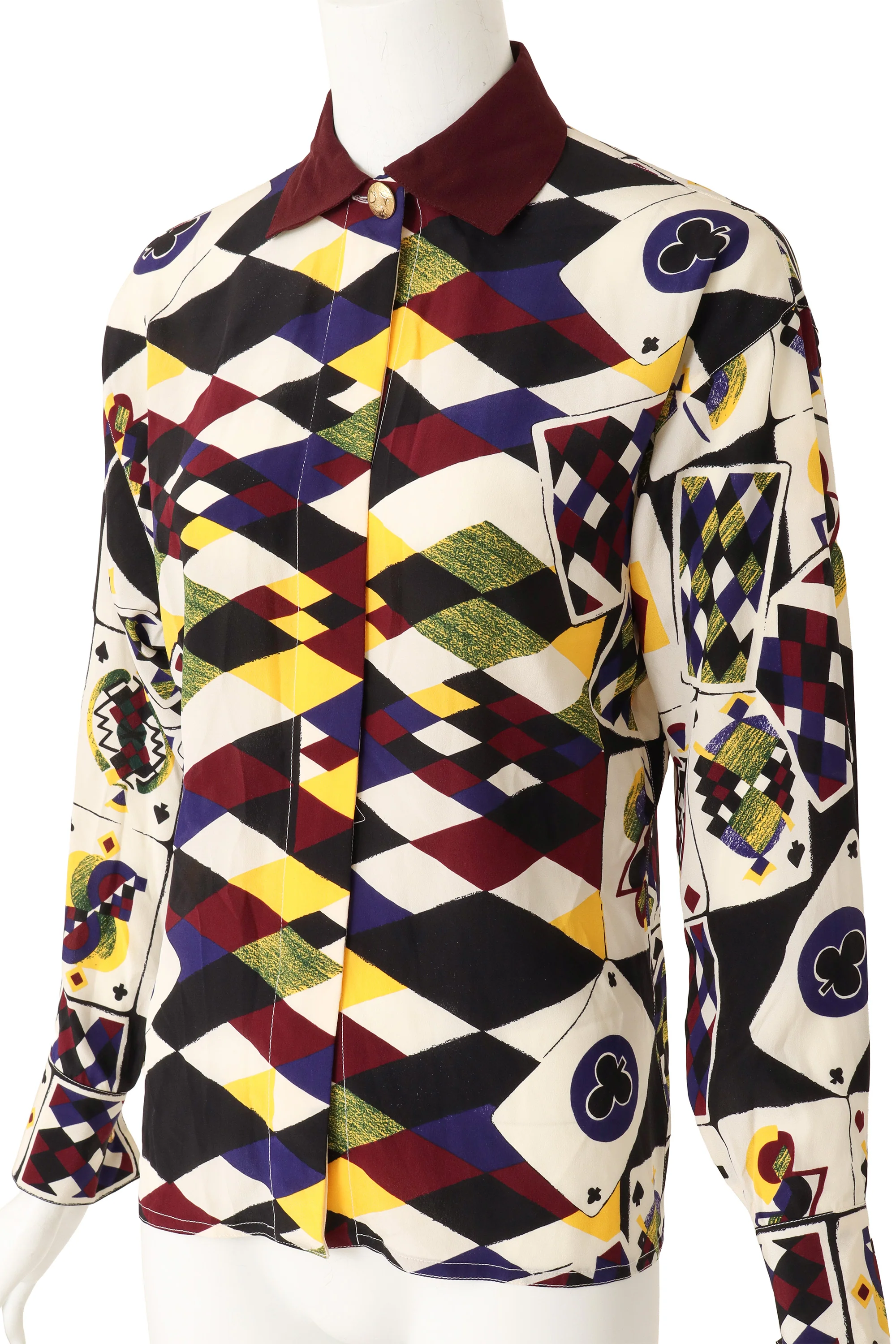 Playing Card Print Silk Shirt - Image 2
